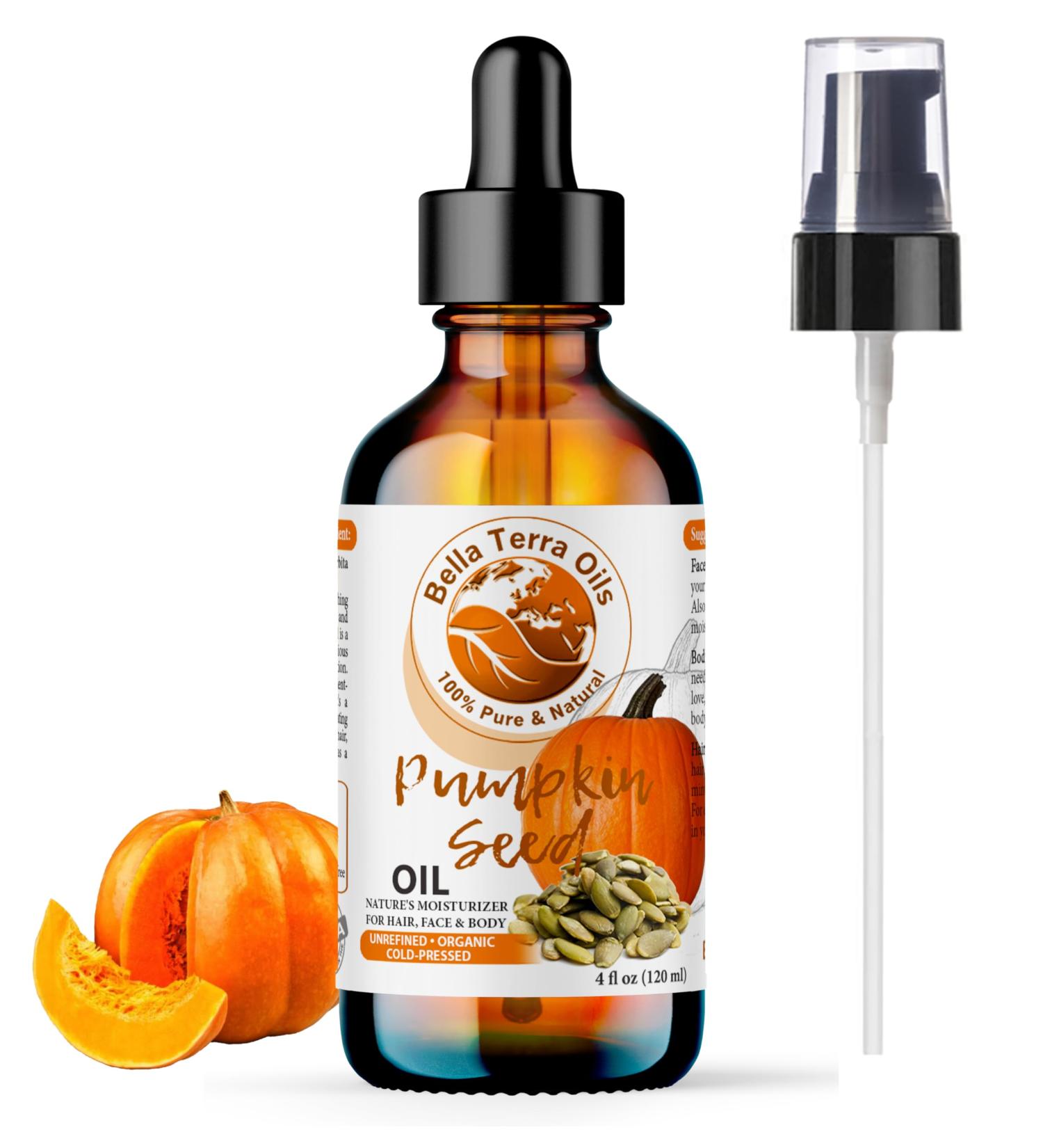 Buy Bella Terra Organic Pumpkin Seed Oil 4oz - Nutrient-Rich Oil Abundant in Vitamin C & E for Skin Purity - International Shipping Available - Buy Online on GoSupps.com