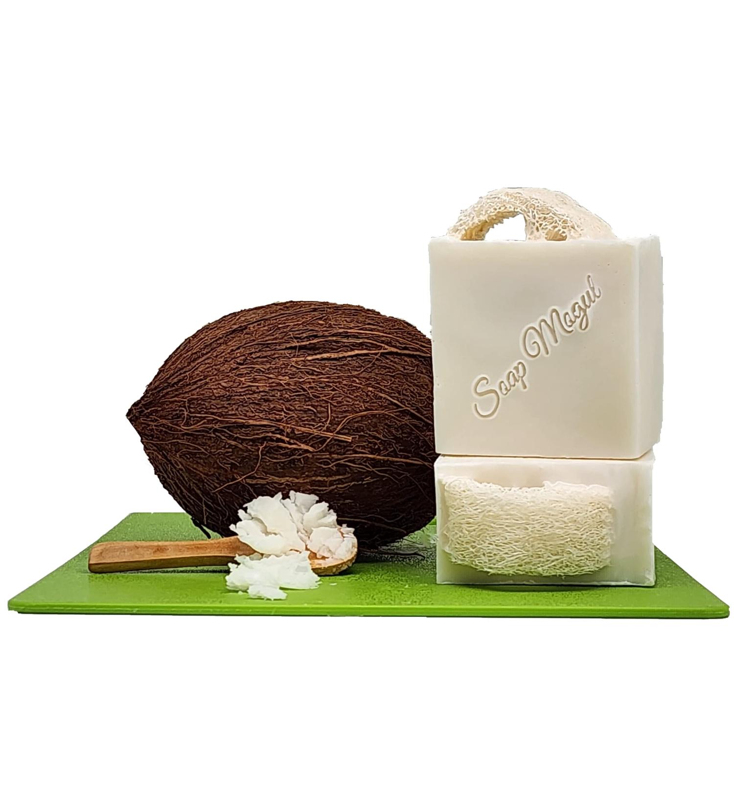 Coconut Soap Bar with Loofah - Nourishing for Dry & Sensitive Skin | Ideal for Whole Body Care - Buy Online on GoSupps.com