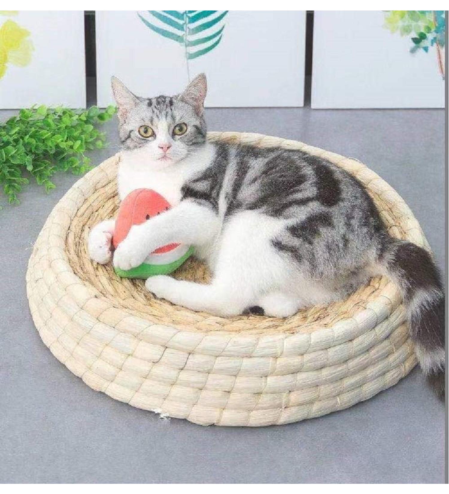 Natural Straw Small Medium Cat and Dog Sofa Bed - Comfortable Pet Bed & Scratcher - Eco-Friendly - Buy Online on GoSupps.com