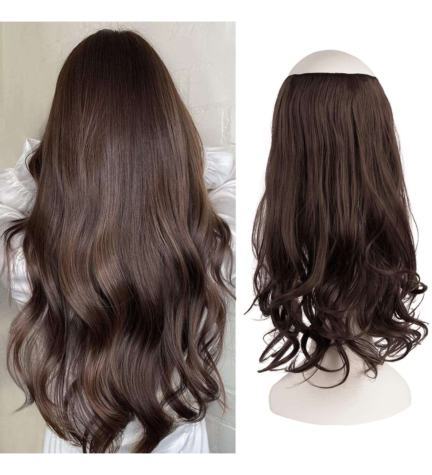 FESHFEN Invisible Secret Wire Crown Hair Extension - 18 Curly Wavy Synthetic Hairpiece in Medium Brown for Women - Buy Online on GoSupps.com