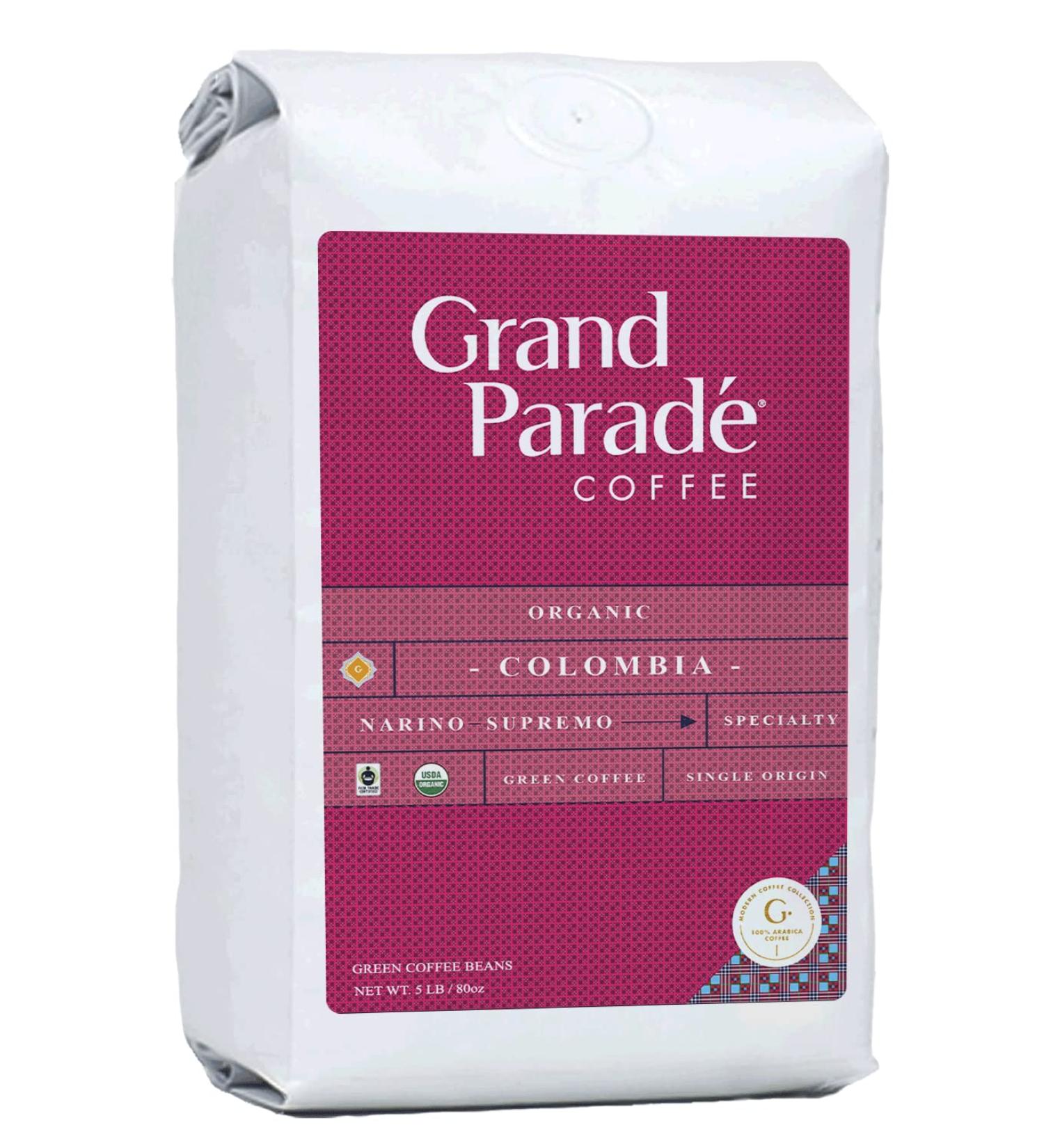 Organic Colombian Narino Supremo Green Coffee Beans - 5 lbs - Women Produced - Specialty Arabica - Fair Trade - Fresh Crop - Grand Parade Coffee - Buy Online on GoSupps.com