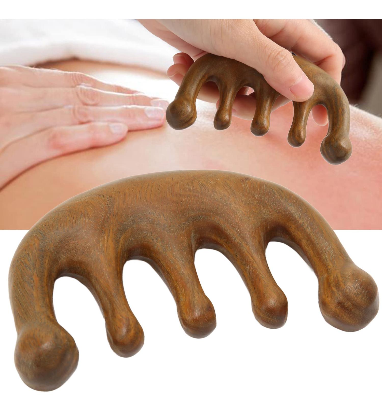Wooden Massage Comb - Sandalwood Scalp Massager for Head Neck & Shoulder Relief | Meridian Massage Device - Buy Online on GoSupps.com