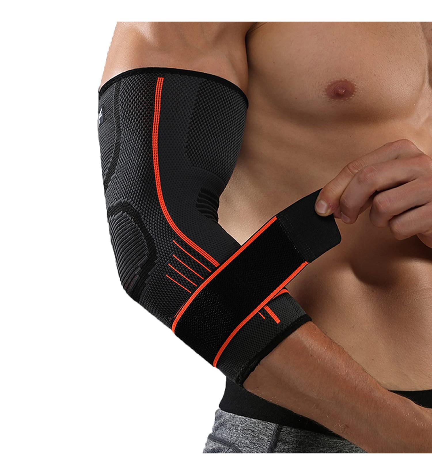 SPOTBRACE Elbow Brace Support 2 PACK Compression Sleeve Adjustable for Women Men - Orange S/M - Buy Online on GoSupps.com