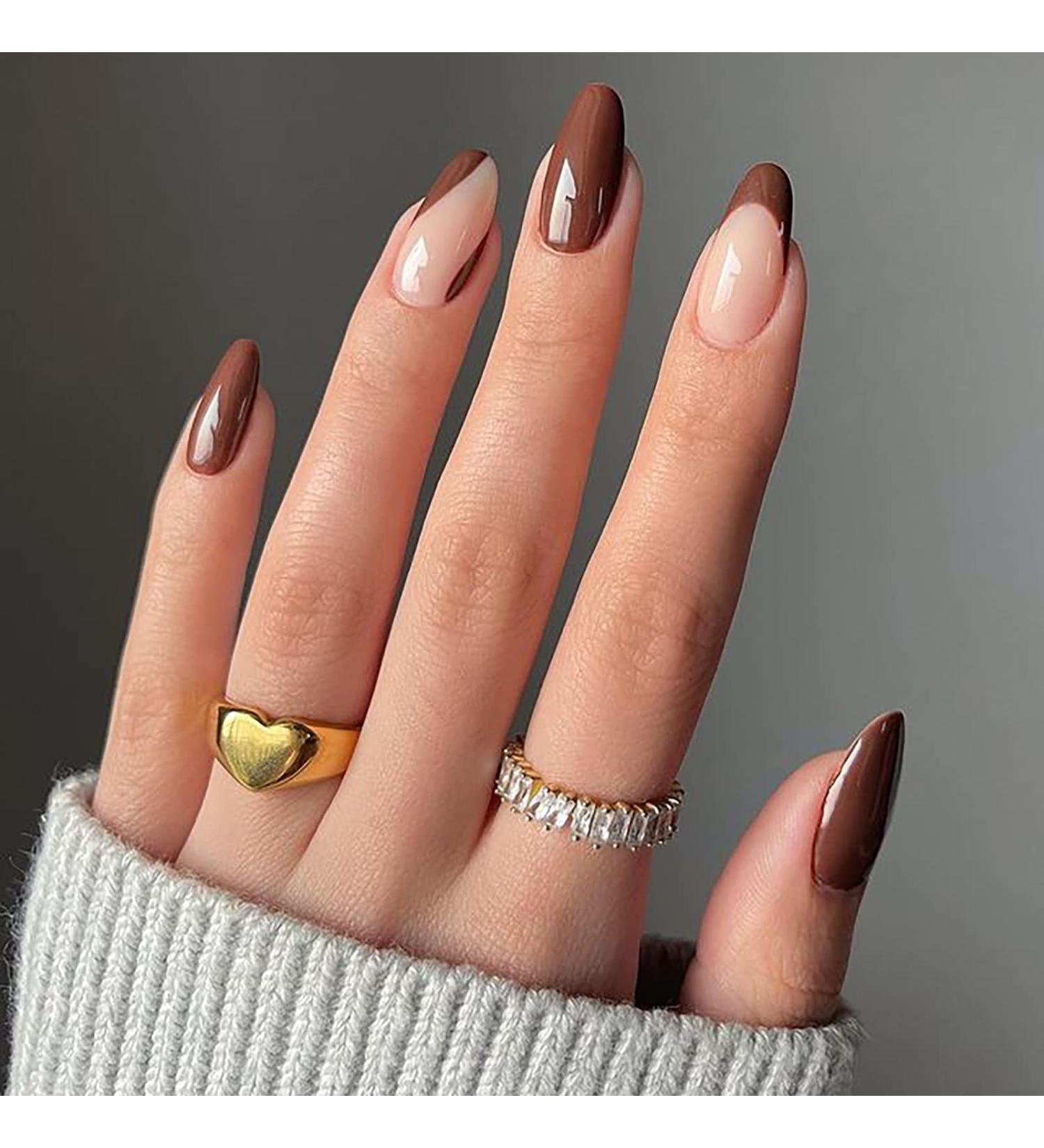 Luvadeyo 24PCS Ballerina Press on Nails | Luxury Brown Fake Nails | Long Full Cover Acrylic Nails for Women & Girls - International Shipping Available - Buy Online on GoSupps.com