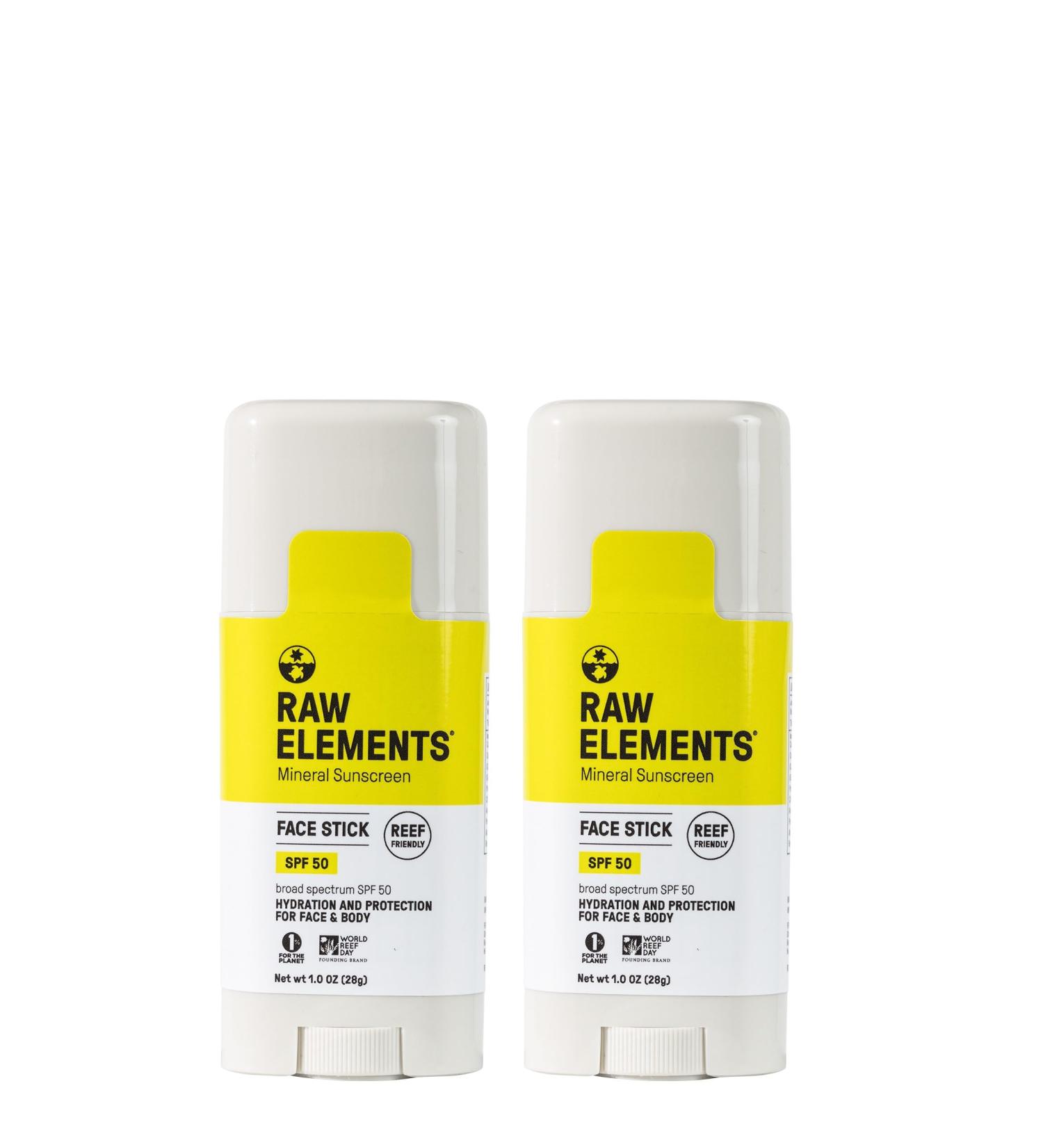 Raw Elements Face Stick SPF 50 All-Natural Mineral Sunscreen - Reef Safe Water Resistant Broad Spectrum UVA/UVB Protection Safe For All Ages Travel Size 1 oz 2PK - Buy Online on GoSupps.com