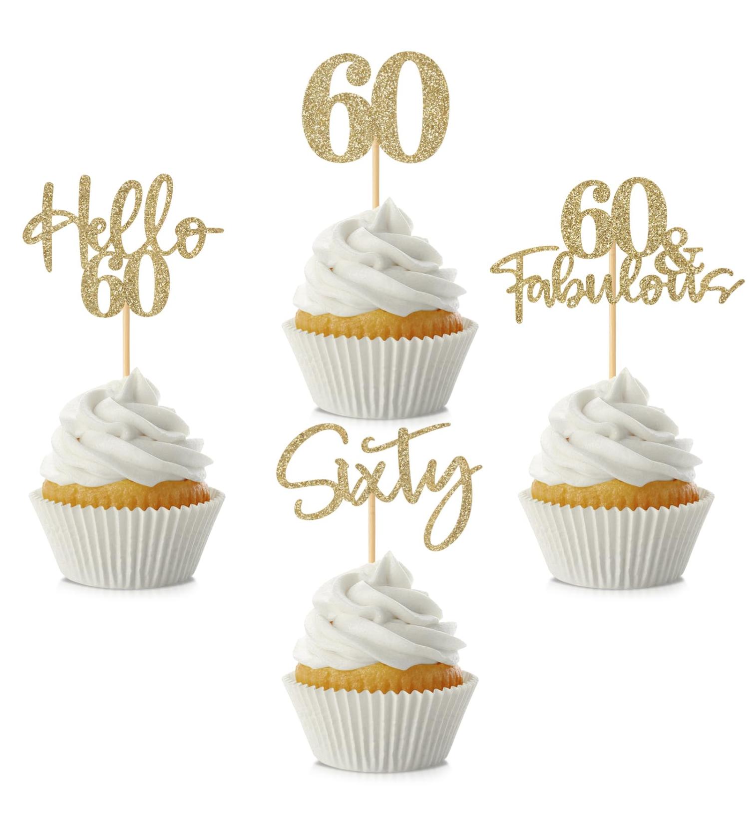 48PCS 60th Birthday Cupcake Toppers Glitter Hello 60 Cupcake Topper 60 Fabulous Sixty Cupcake Picks for Happy 60th Birthday Wedding Anniversary Party Cake Decorations Supplies Champagne Gold 60th Champagne Gold - Buy Online on GoSupps.com
