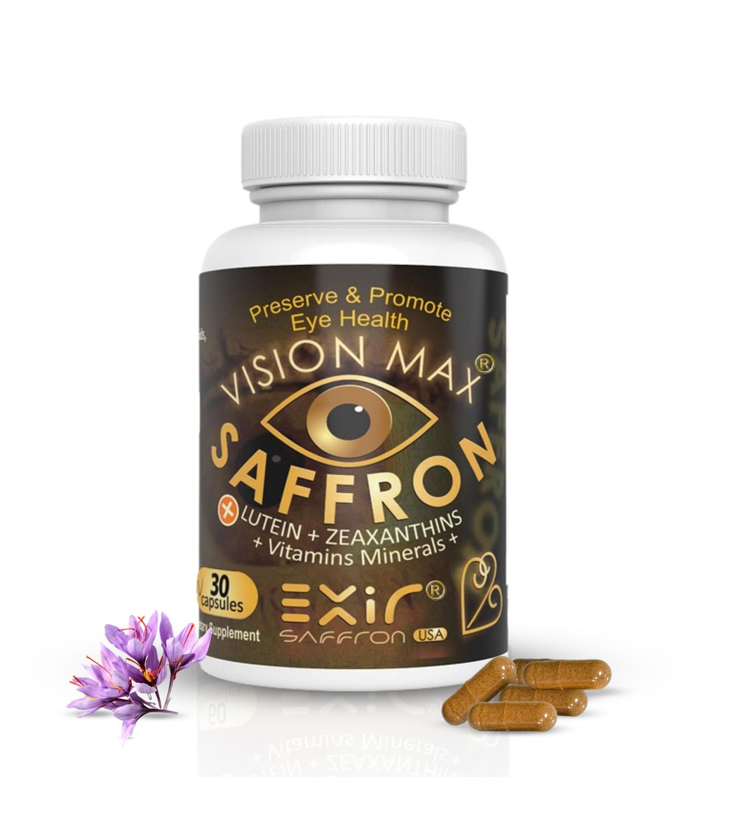 EXIR Eye Vitamins Supplement with Saffron Lutein & Zeaxanthin Supports Visual Clarity 30 Capsules 30 Count (Pack of 1) - Buy Online on GoSupps.com