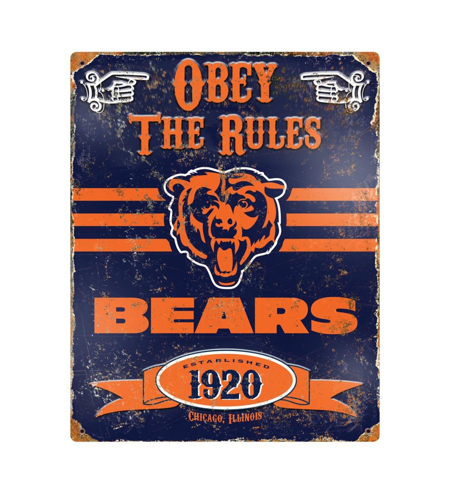 Party Animal NFL Vintage Style Chicago Bears Embossed Metal Signs