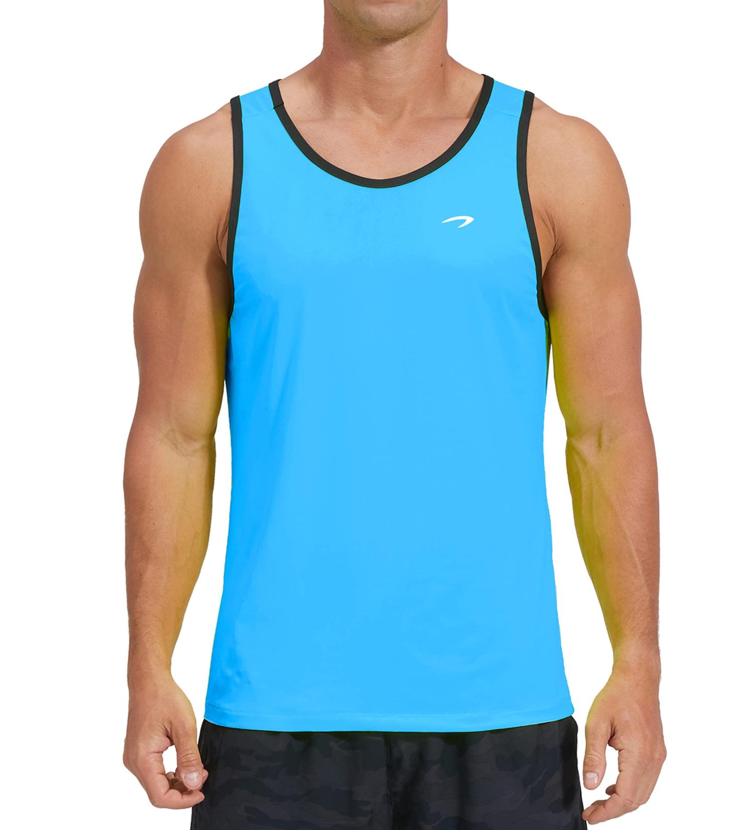 KPSUN Men's Quick Dry Sports Tank Top - Sky Blue, Large | Gym, Beach, Running Workout Shirt - Buy Online on GoSupps.com