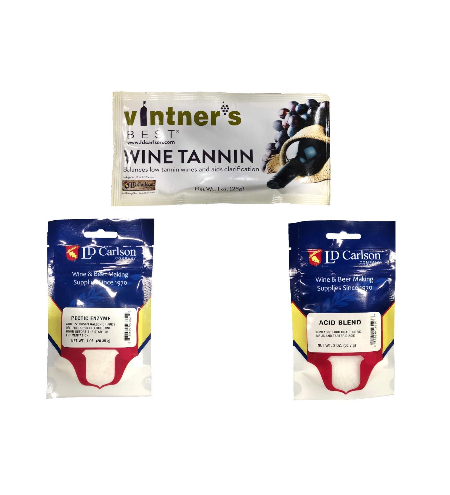 Oxalis Supply NC-XSLI-LR2B Wine Tannin 1 oz Pectic Enzyme 1 oz Acid Blend 2 oz Bundle Multicolor