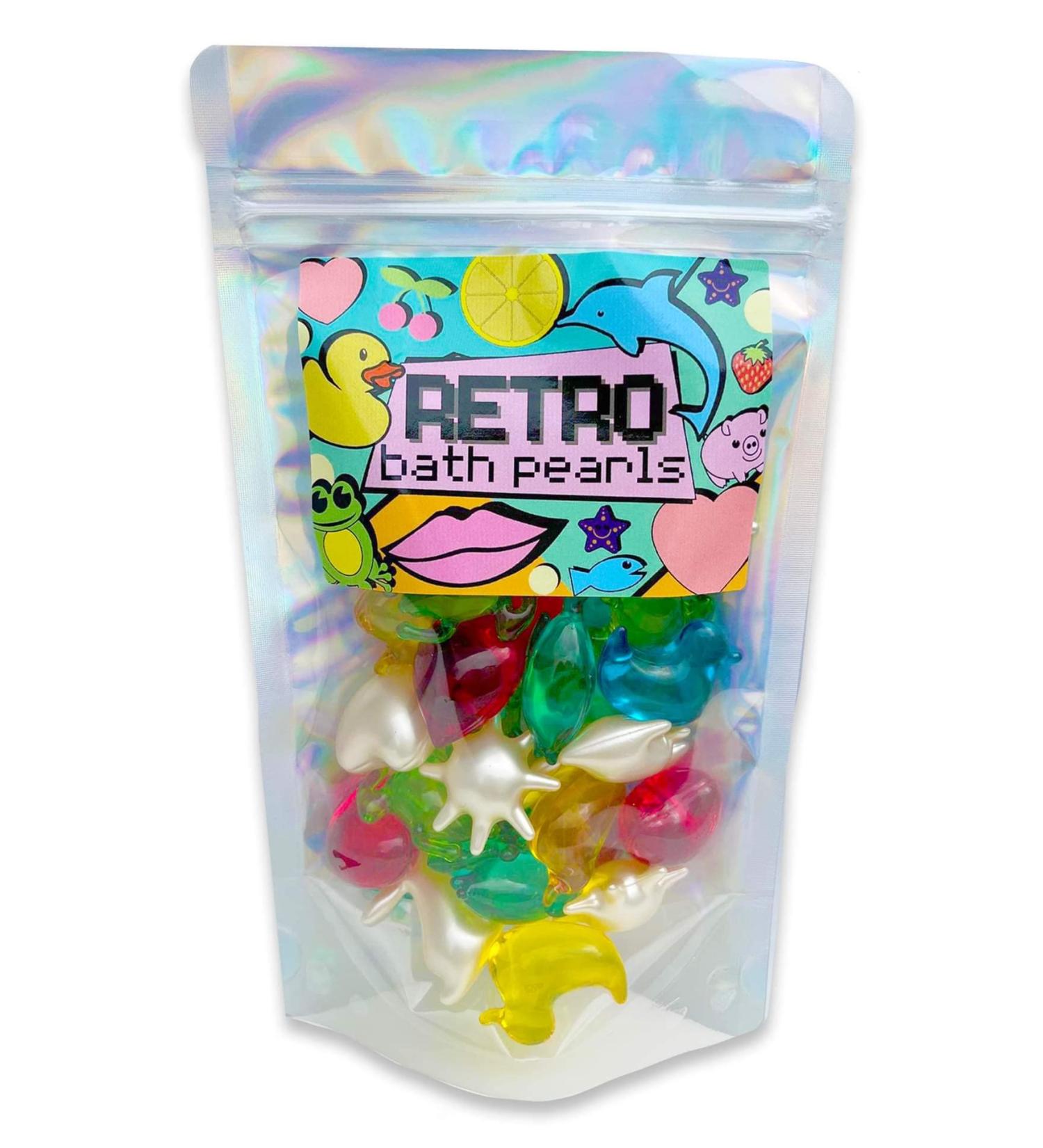 Retro Bath Pearls Jumbo Pack. 30 Assorted Bath Pearls Various Shapes and Scents. Animals Hearts Stars Pearls. Animal Bath Oil Beads Quirky Gift. Gift for Girlfriend Gift for Mom
