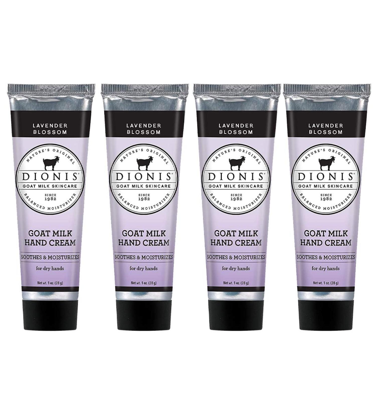Dionis Lavender Blossom Goat Milk Hand Cream (1 oz) - Set of 4 - Made in USA | Cruelty-Free, Paraben-Free - Buy Online on GoSupps.com