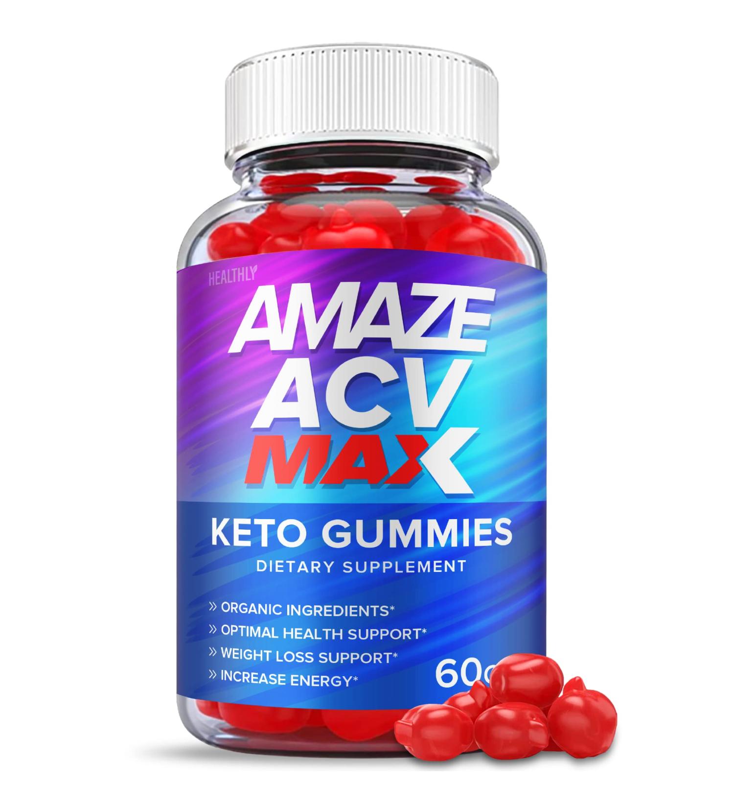 Amaze ACV Keto Gummies - Maximum Strength Vegan 1000mg Weight Loss Supplement with Vitamin B12 and Beet Root Juice (60 Gummies) - Buy Online on GoSupps.com