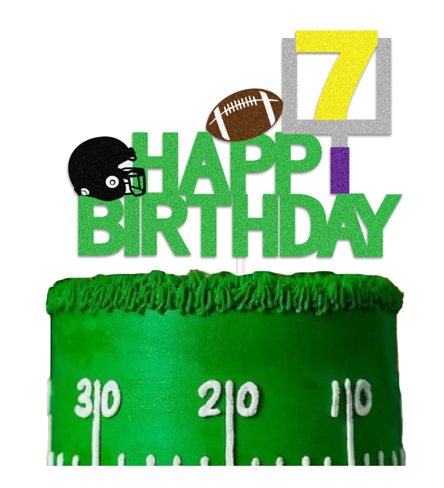 Football 7 Cake Toppers 7th Birthday Decoration with Rugby Ball for Football 7th Themed Birthday Party - Buy Online on GoSupps.com