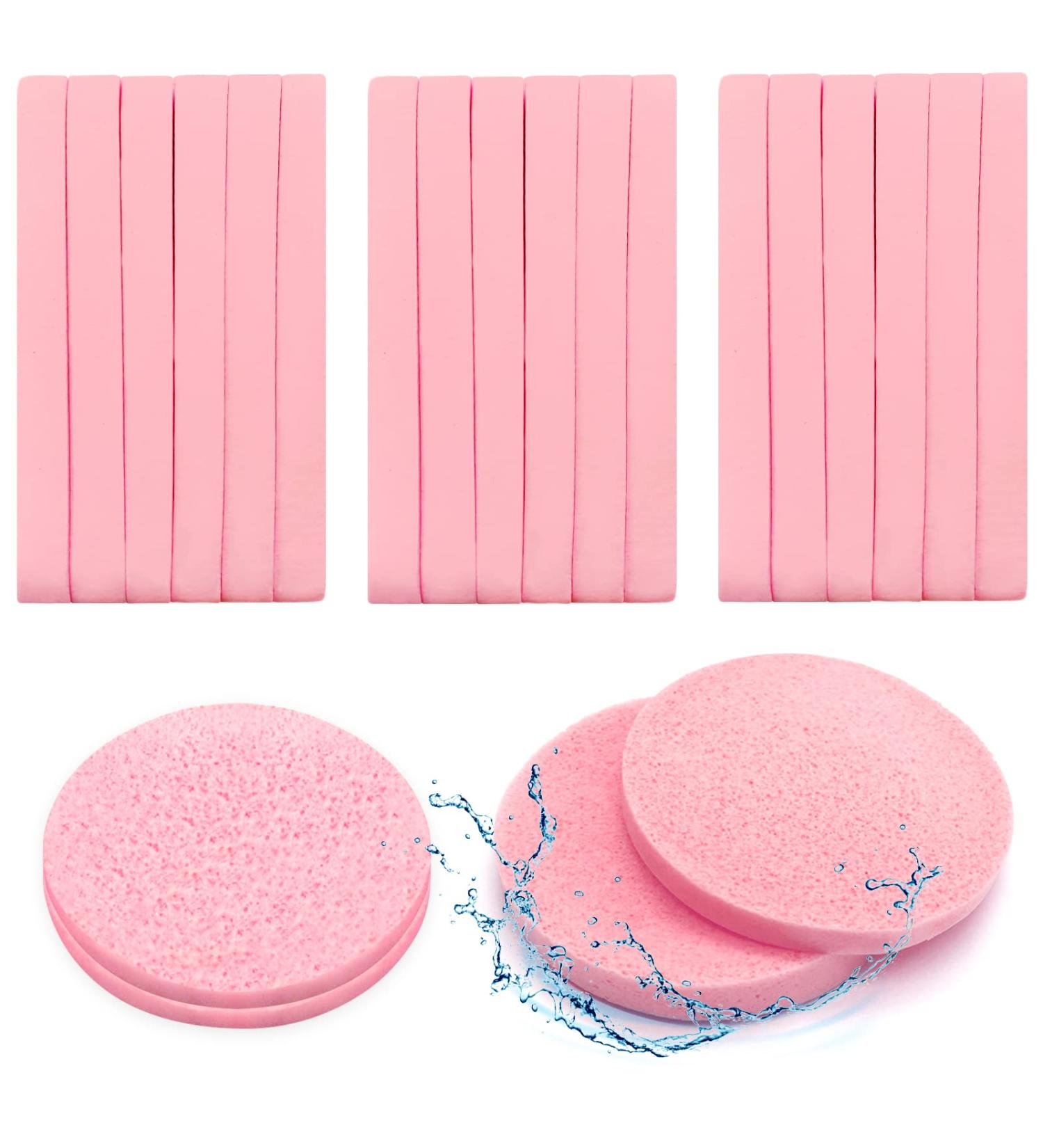 120 Pieces Compressed Facial Sponges - Professional Exfoliating Makeup Removal Pads for Spa Cleansing, Pink - Buy Online on GoSupps.com