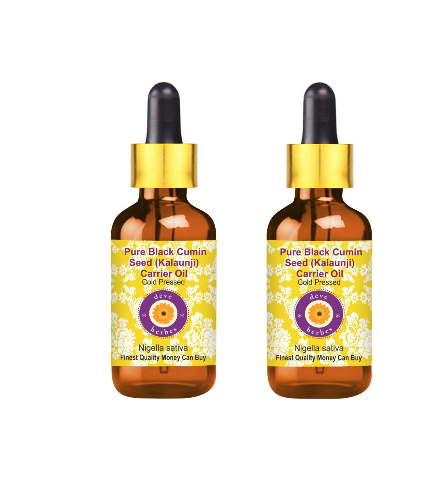 Deve Herbes Pure Black Cumin Seed Kalaunji Carrier Oil Nigella Sativa with Glass Dropper 100 Natural Therapeutic Grade Cold Pressed for Personal Care Pack of Two 100ml X 2 66 oz - Buy Online on GoSupps.com