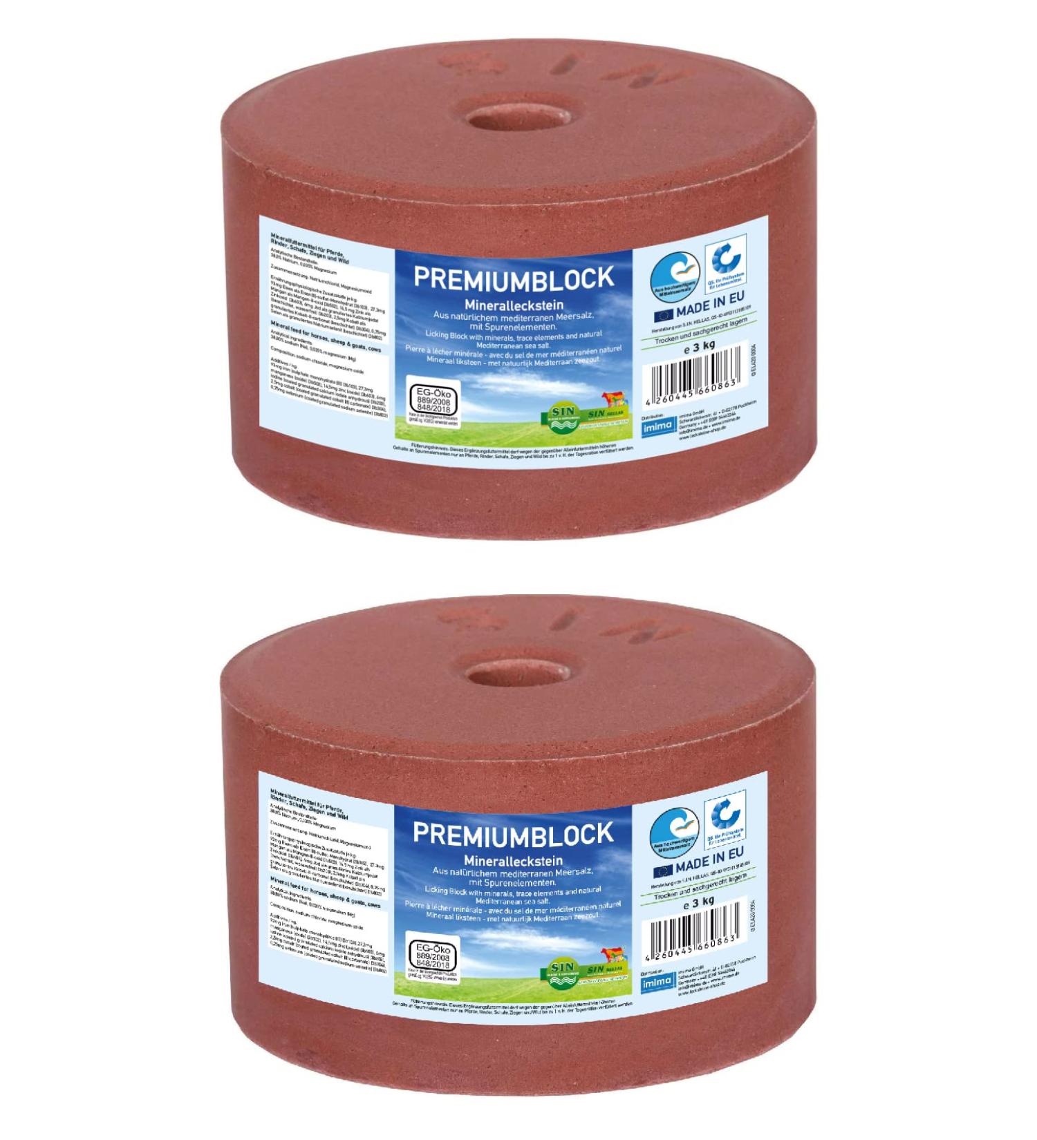 Imima Premium Mineral Salt Lick Block Set for Horses Sheep & Goats - 2 x 3kg (6kg Total) - Ideal for Beef & Wild Animals - Buy Online on GoSupps.com