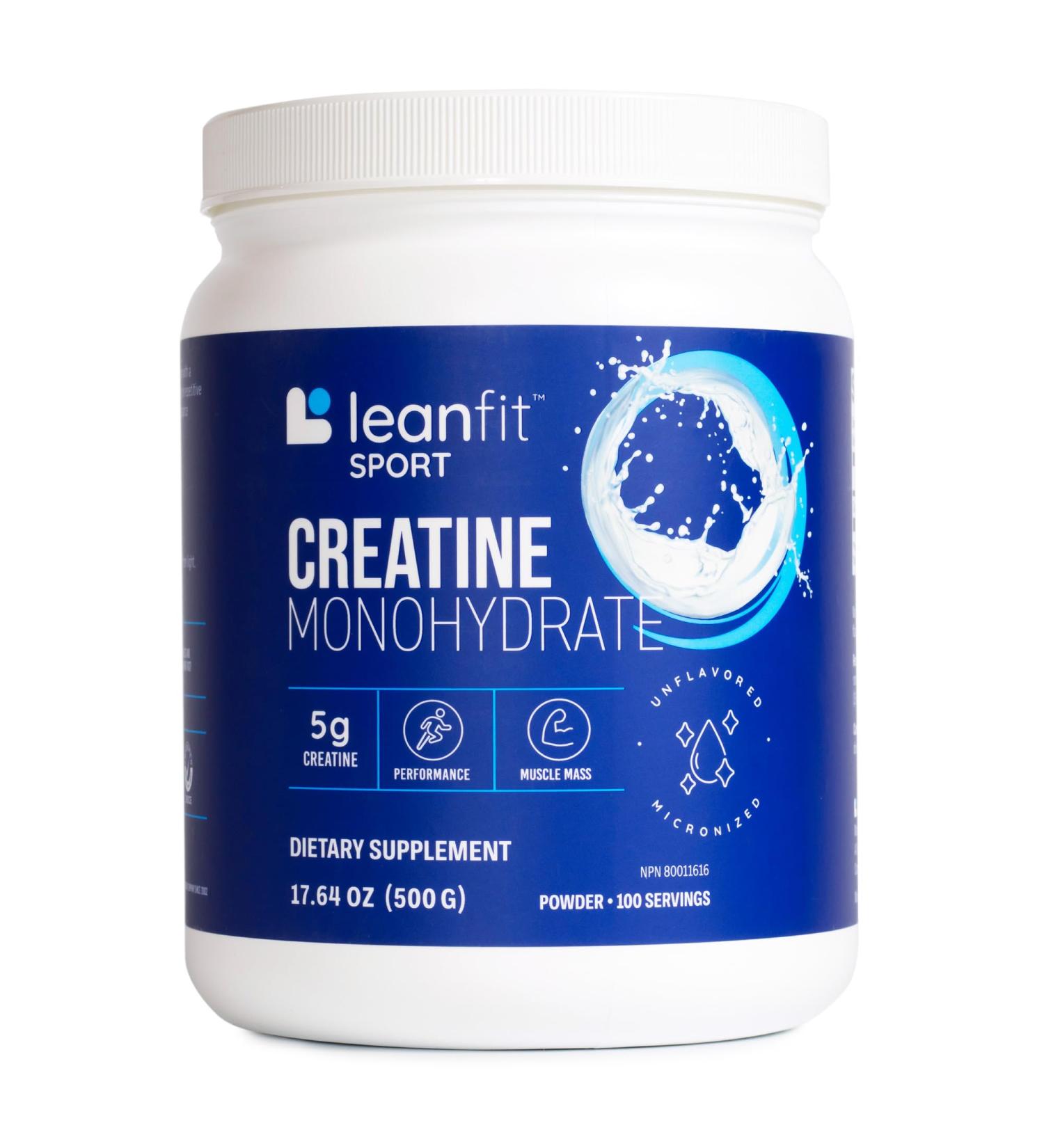 LeanFit Sport Creatine Monohydrate Powder - Informed Choice Certified Micronized & Vegan 5g Per Serving 100 Servings - Gluten-Free Unflavored - International Shipping Available - Buy Online on GoSupps.com