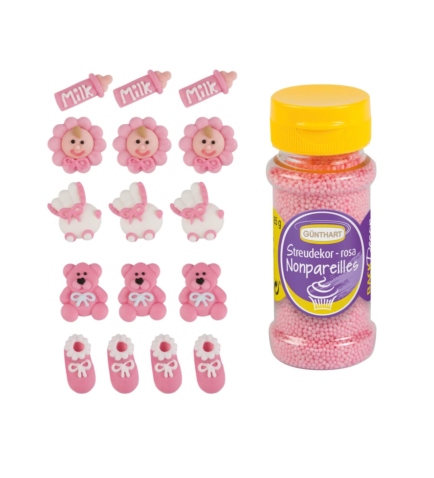 G nthart 16 Sugar Figures for Baptism & Baby Shower - Pink Sprinkles | International Shipping - Buy Online on GoSupps.com