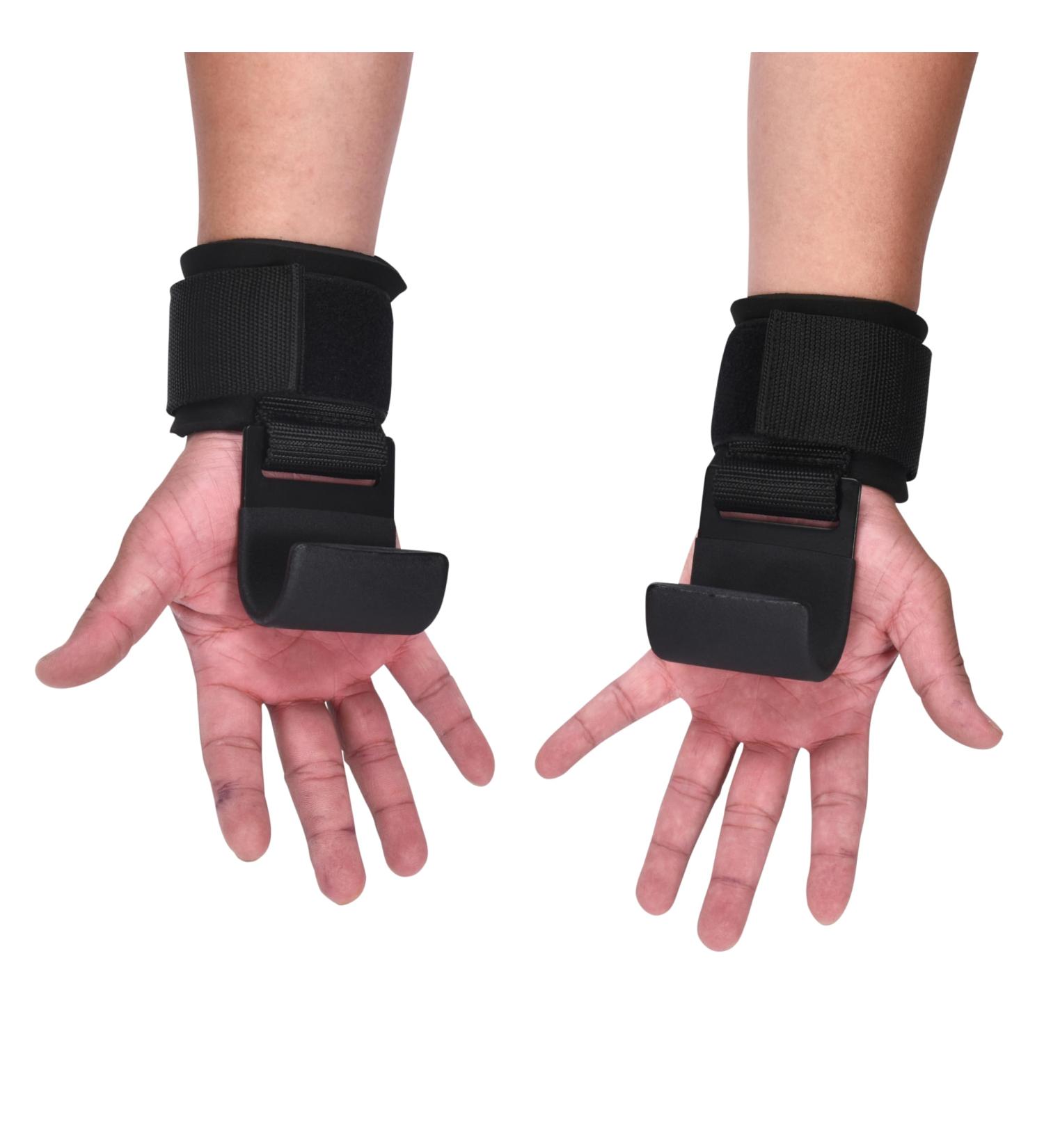 Powrx Professional Tensile Aids with Hooks - Adjustable Velcro Fastener for Safe Weight Lifting - Comfortable Gym Training Hook - Black - Buy Online on GoSupps.com