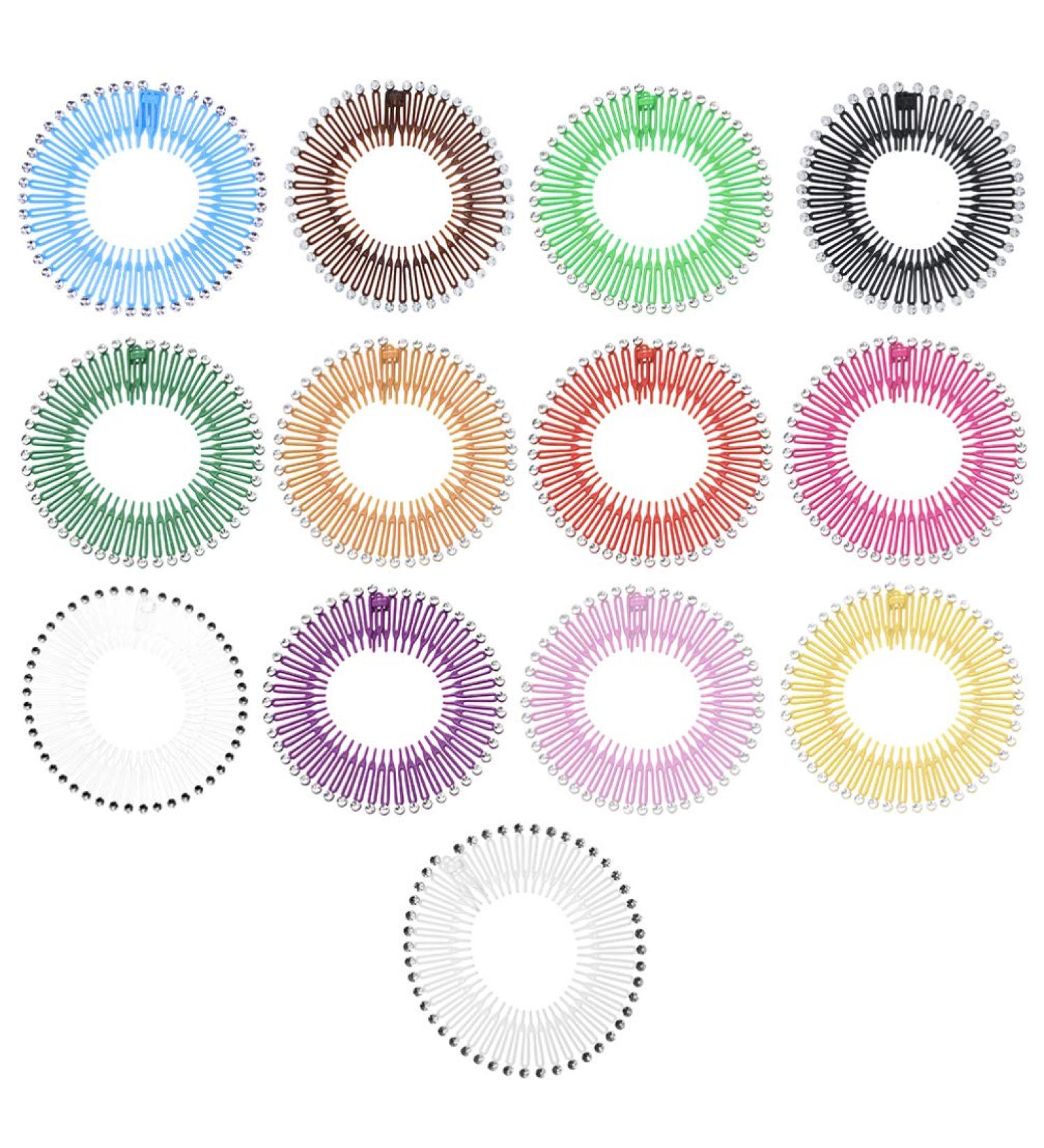 Lurrose 13Pcs Stretch Hair Comb Band Set - Plastic Circular Tooth Headbands & Hair Wrap Holders for Women & Girls - Sport Hair Accessories - Buy Online on GoSupps.com