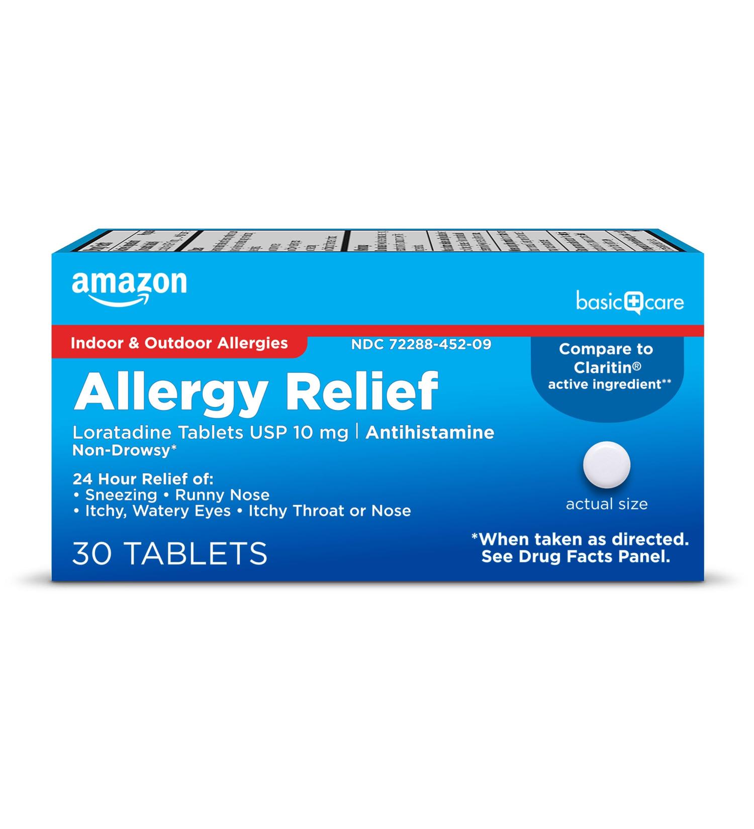 Amazon Basic Care Allergy Relief Loratadine Tablets 10 mg, 30 Count - Buy Online on GoSupps.com