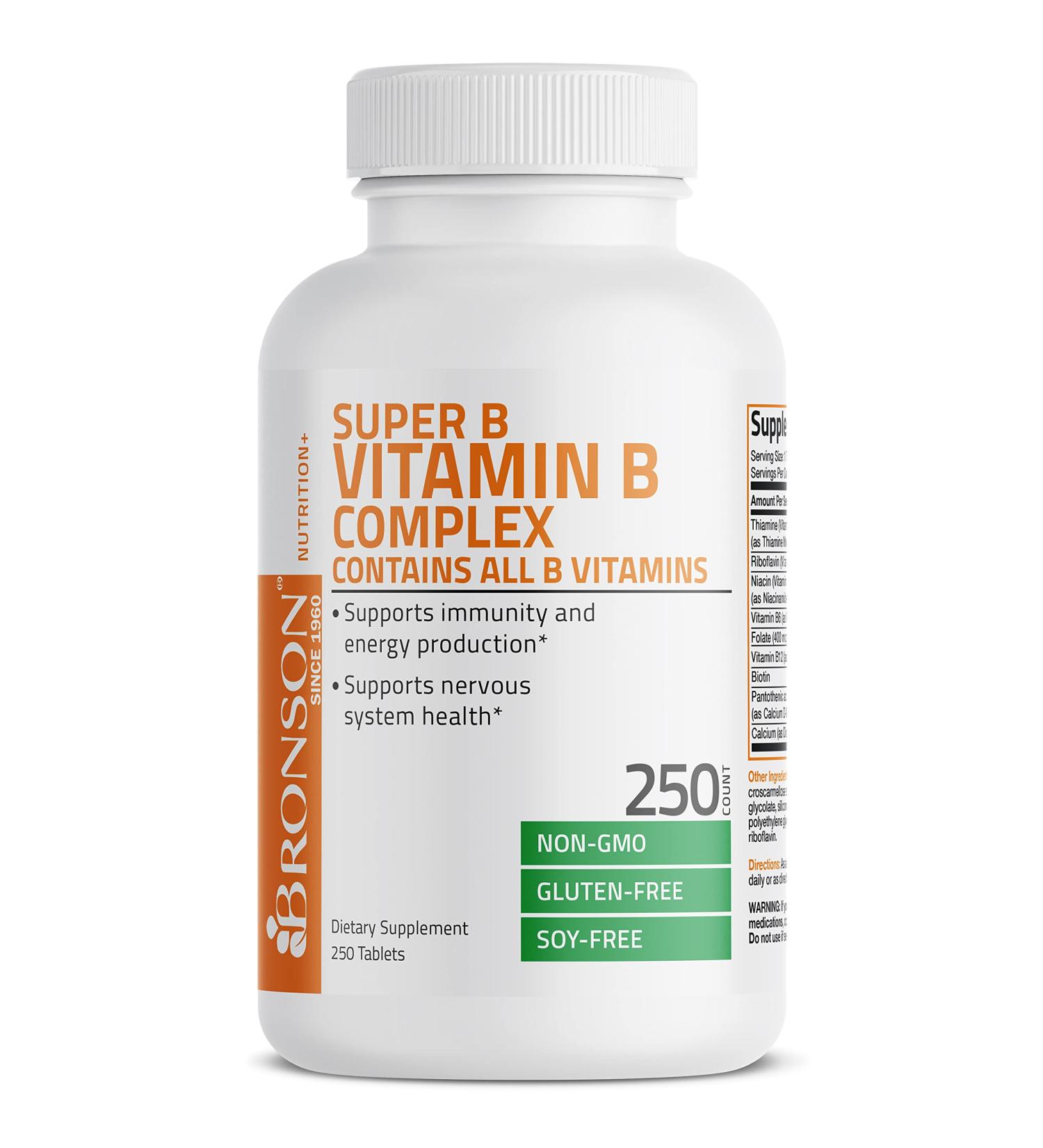 Bronson Vitamin B Complex 250 Tablets - Essential B Vitamins for Energy and Wellness - Buy Online on GoSupps.com