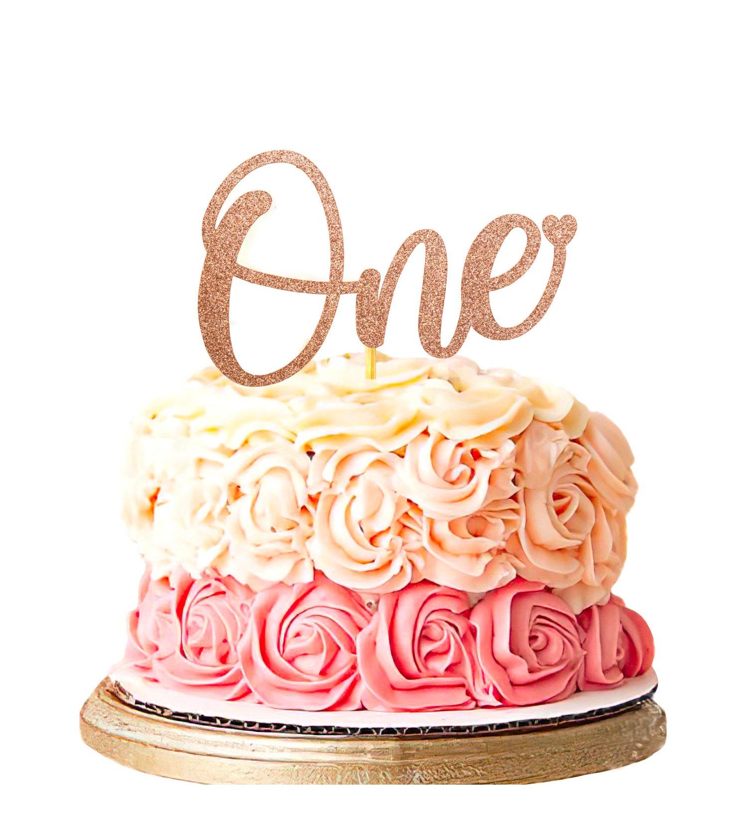 Party Port First Birthday Cake Topper Baby's 1st Birthday Cake Topper Number one Birthday Cake Topper First Birthday Party Cake Topper Decoration (Rose Gold) - Buy Online on GoSupps.com