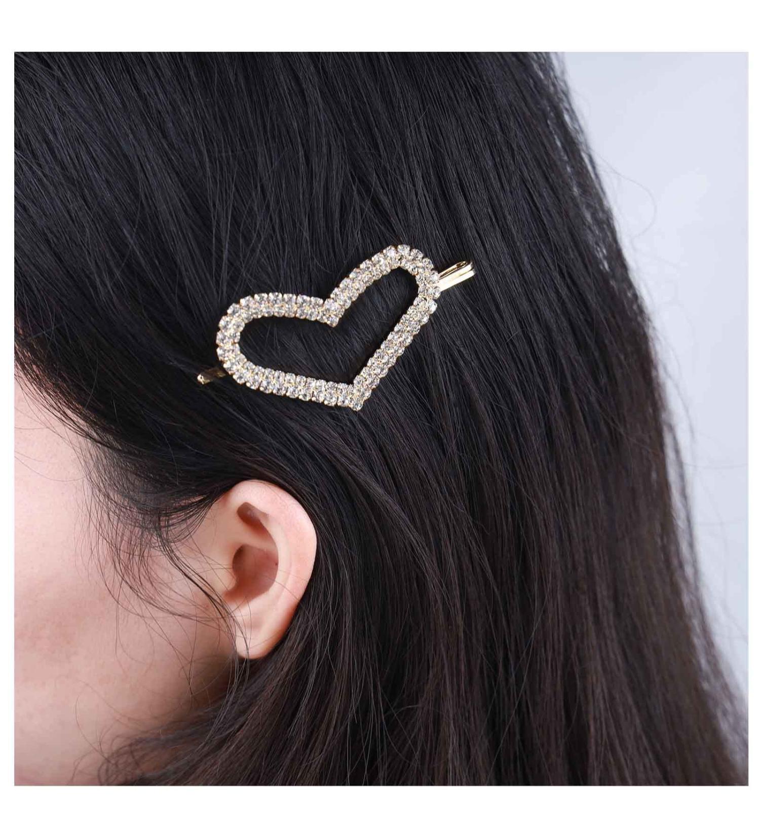 Inilbran Vintage Crystal Heart Hair Clips Gold Cz Rhinestone Wedding Hair Barrettes Vintage Rhinestone Heart Hairpin Barrette Sparkly Cz Hair Pins Hairclip Decorative Bobby Pins Crystal Headpieces - Buy Online on GoSupps.com