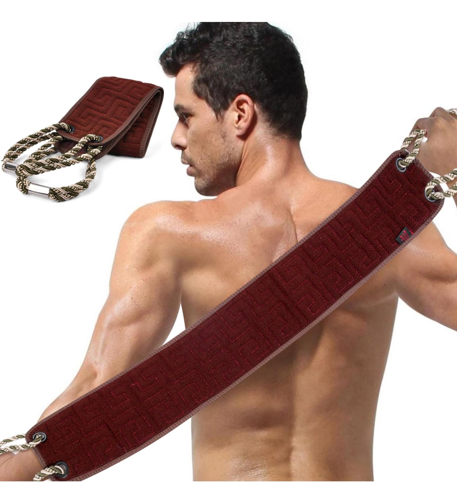 Uraqt Back Scrubber - Double-Sided Peeling Washcloth for Effortless Dead Skin Removal | Shower Essential with Handles (Brown) - Buy Online on GoSupps.com