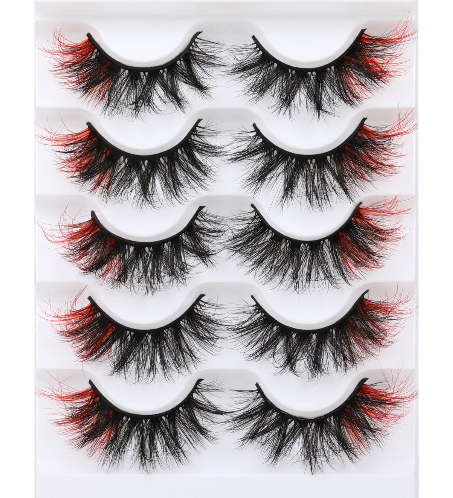 Kiromiro Fluffy Mink Wispy Colored Red Strip Lashes Pack - 2 Red - Buy Online on GoSupps.com