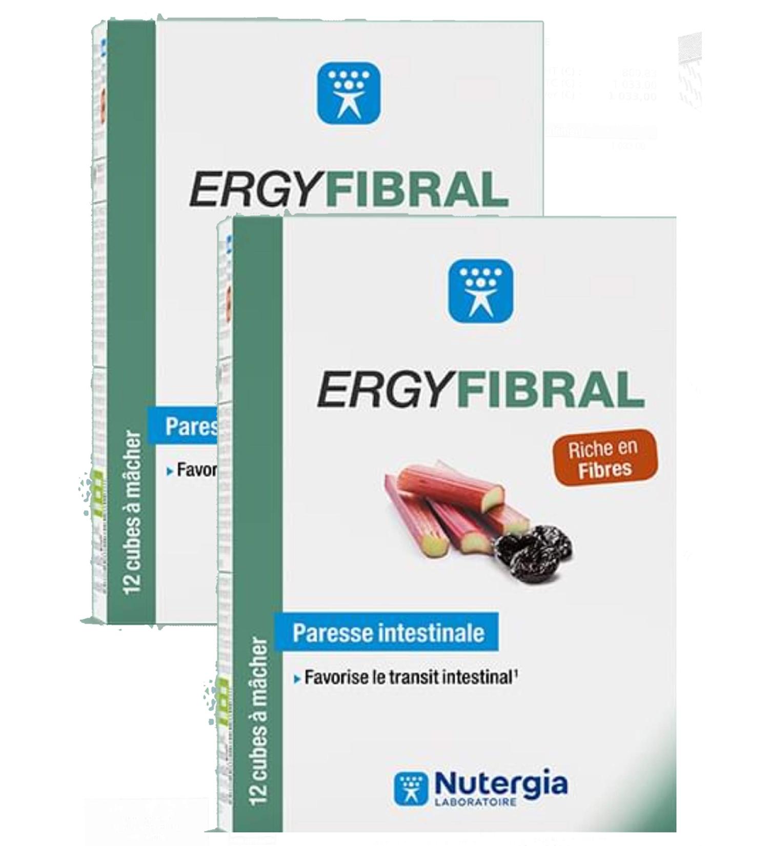 Ergyfibral Chew Cubes Made from Fruits and Plants Rich in Fiber and Magnesium - Nutergia - Pack of 2 Boxes of 12 Cubes (2) - Buy Online on GoSupps.com