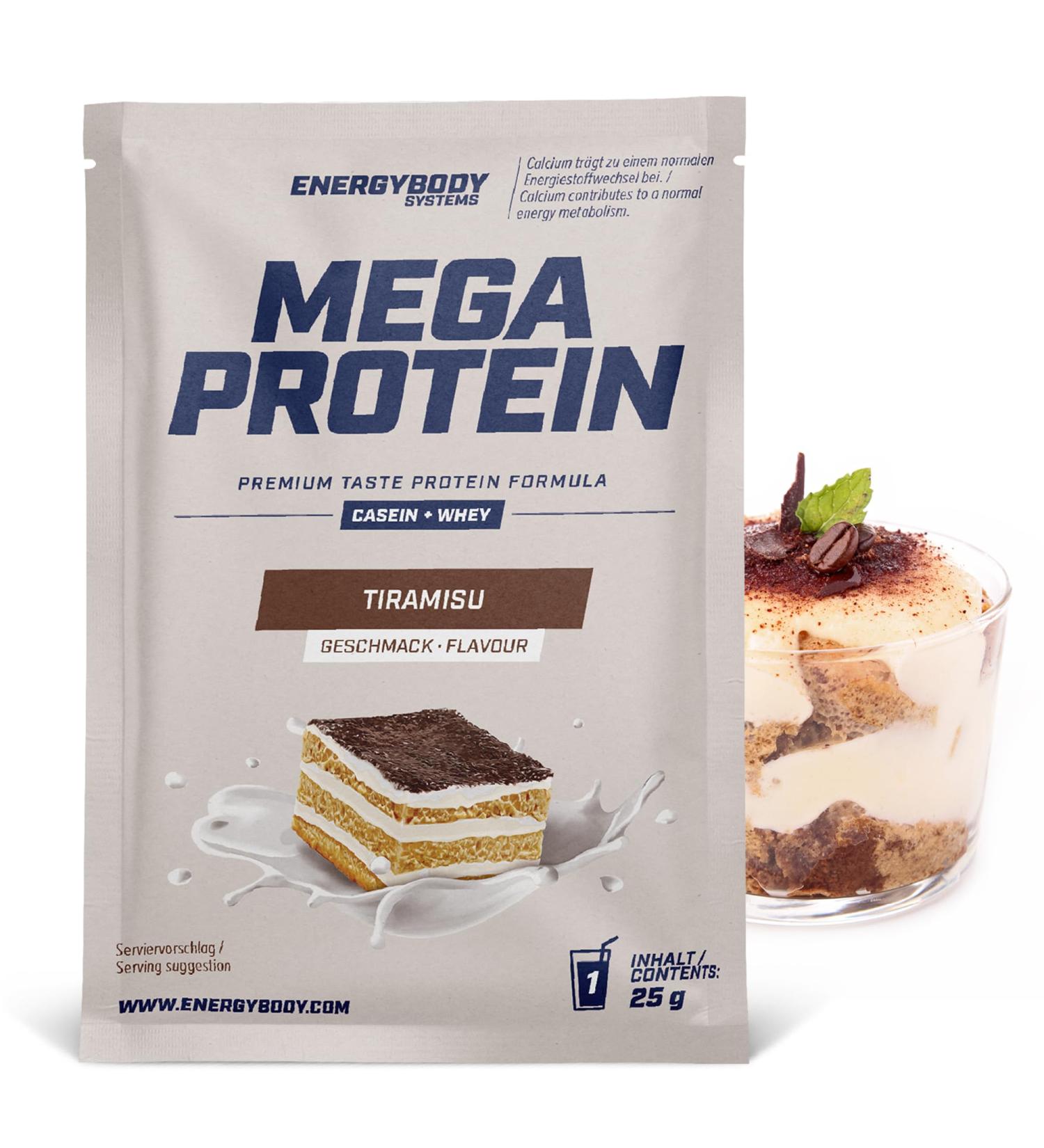 Energybody Mega Protein Powder Tiramisu - 25g Multi-Component Casein & Whey Protein Premium Protein Supplement for Optimal Muscle Growth - Buy Online on GoSupps.com