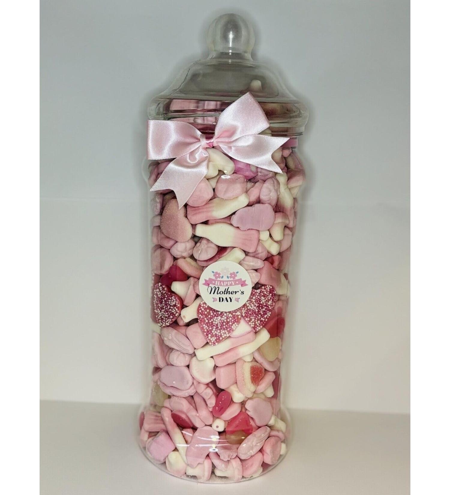 Happy Mothers Day Mum Filled Pink Pick N Mix Gummy Sweet Jar Gift Present 2.5l - Buy Online on GoSupps.com