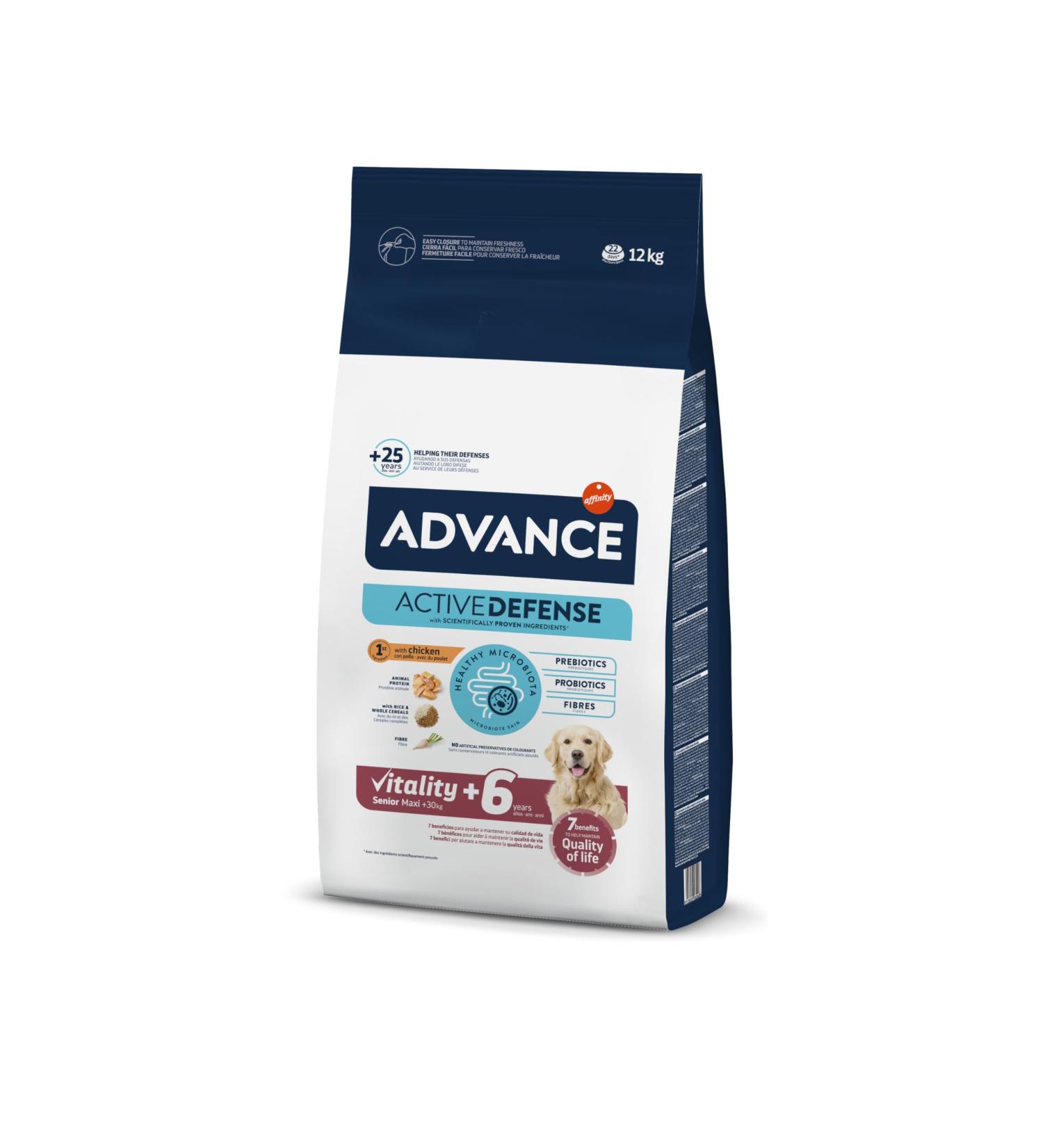 Advance Vitality Senior Maxi - Croquettes for Senior Dogs (+6 Years) of Large Breed with Chicken - 12kg - Buy Online on GoSupps.com