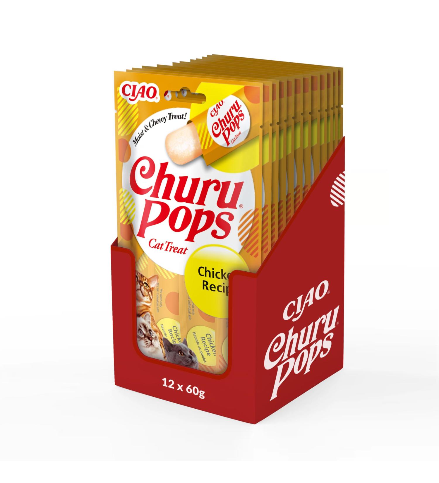 Inaba Churu Pops Cat Treats - Delicious Handheld Licking Snacks - 12-Pack Chicken (60g each) - Ideal Cat Leckerli - Buy Online on GoSupps.com