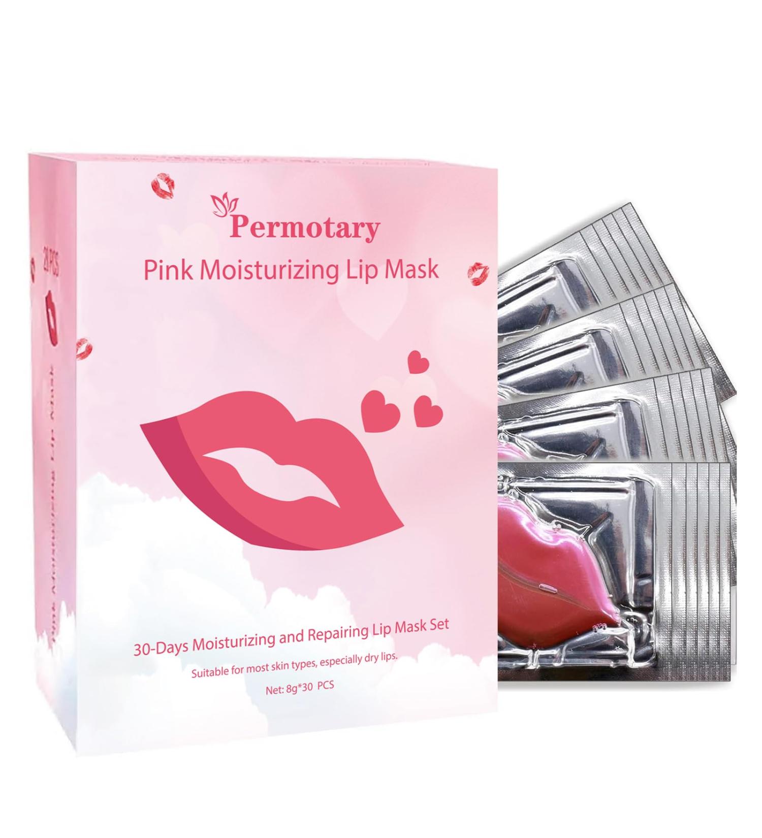 Permotary 30 PCS Collagen Lip Mask Crystal Lip Care Gel Pads for Moisturizing & Reducing Chapped, Smoothing Fine Lines-Mouth Patches for Firms & Hydrate and Plump 30 PCS Boxed-Pink - Buy Online on GoSupps.com