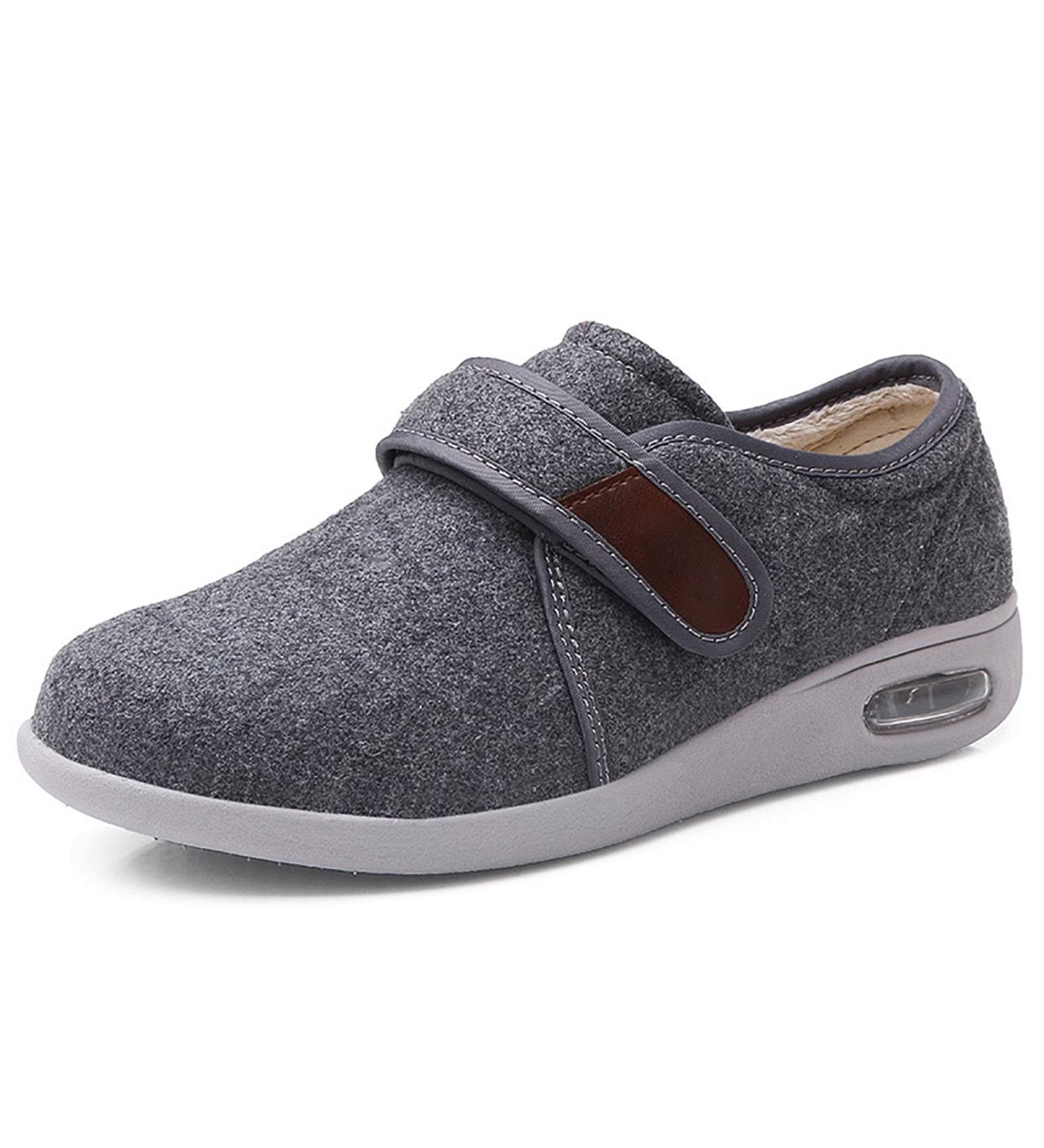 Men's Diabetic Swollen Feet Shoes - Wide Width, Adjustable, Non-Slip Walking Casual Shoes (Gray, Size 46) - Buy Online on GoSupps.com