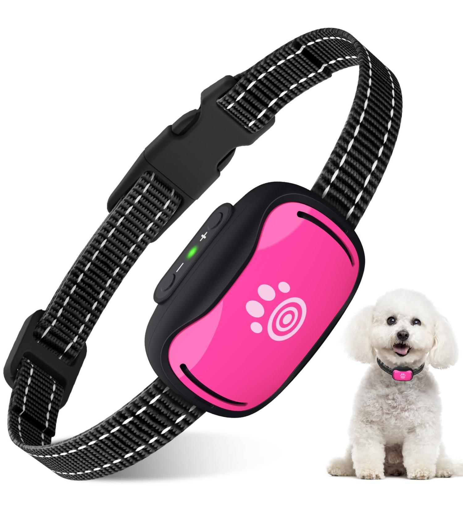 Small Dog Bark Collar - Adjustable Anti-Barking Device with Beep and Vibration - Humane Deterrent for Small to Medium Dogs - Pink - Buy Online on GoSupps.com