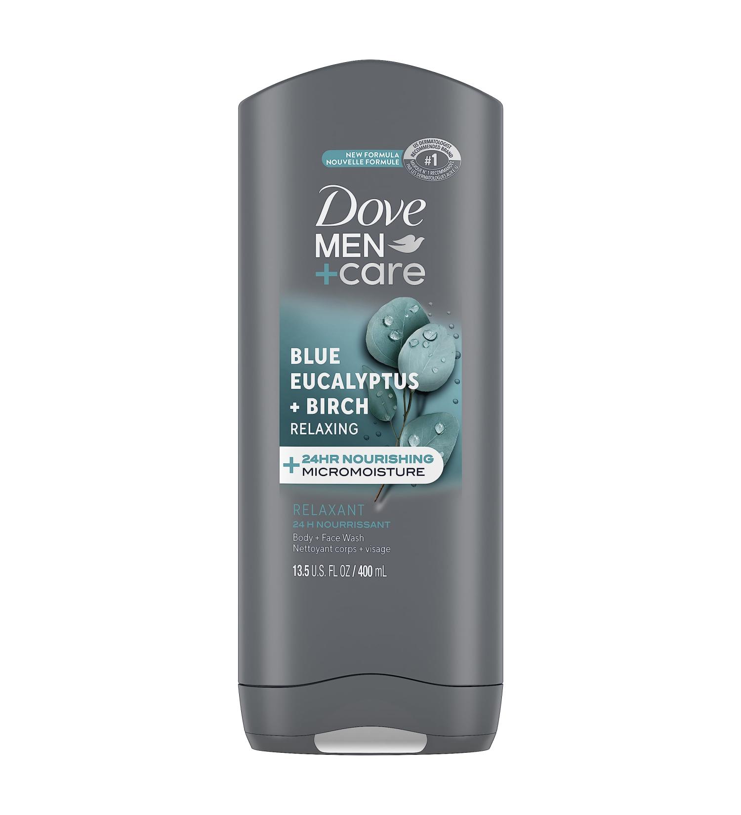 Dove Men+Care Relaxing Blue Eucalyptus + Birch Body and Face Wash with 24-Hour Nourishing Micromoisture Technology Body Wash for Men 400 ml - Buy Online on GoSupps.com