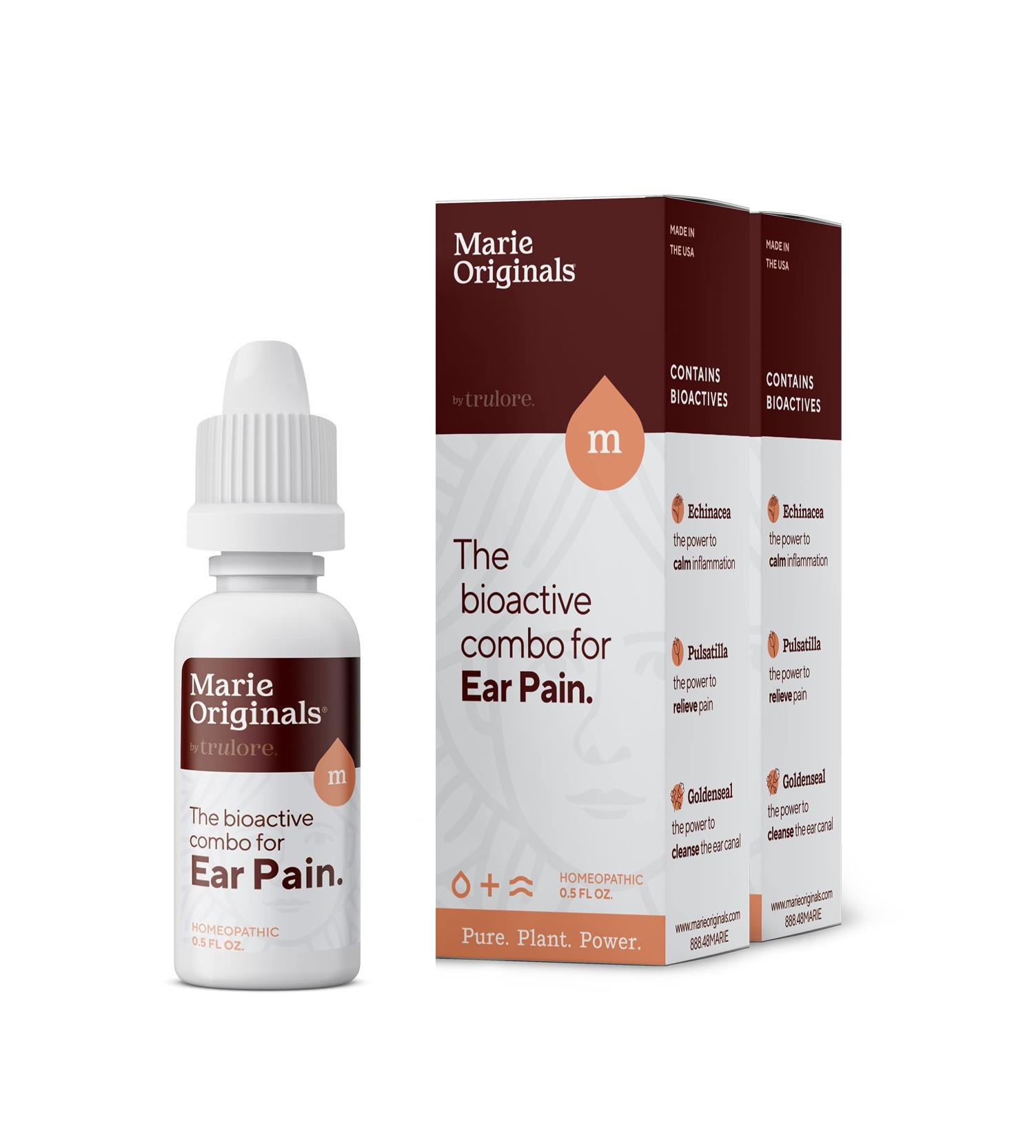 Marie Originals Herbal Earache Relief Eardrops | Homeopathic Remedy for All Ages | Swimmers Ear Drops | .5oz, 2-Pack - Buy Online on GoSupps.com