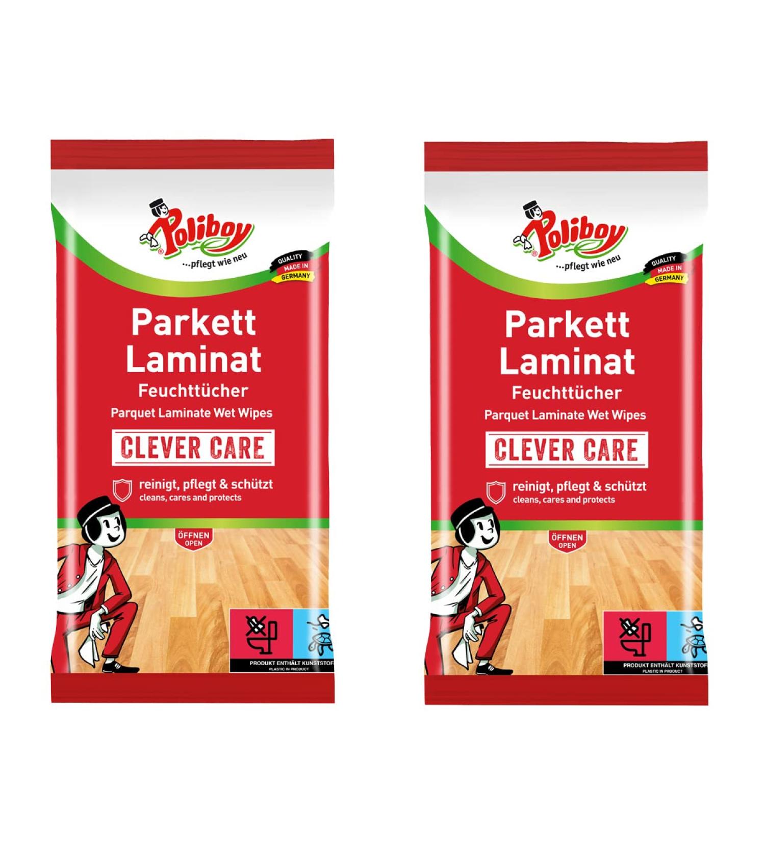 Poliboy Parquet & Laminate Wet Wipes - Quick Thorough Cleaning for Floors - 2x15 Towels - Made in Germany - Buy Online on GoSupps.com