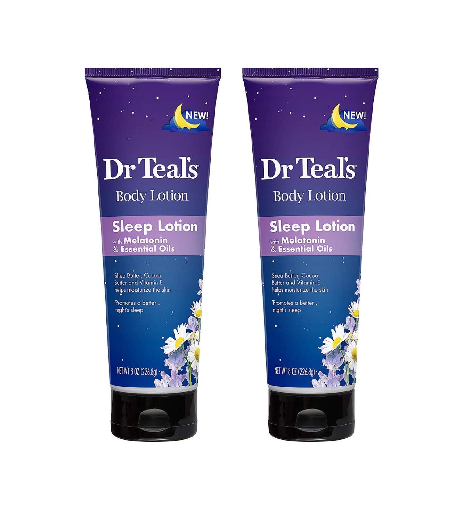Dr Teal's Melatonin Sleep Lotion Gift Set - 2 Pack 8 oz - Shea & Cocoa Butter Nighttime Therapy Body Lotion for Better Sleep - Buy Online on GoSupps.com