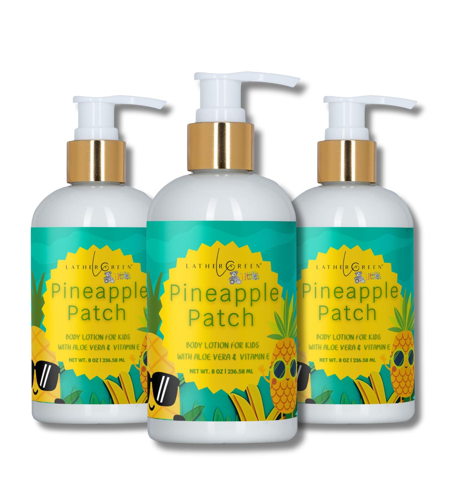 Lather Green Kids Body Lotion Plant Based Gentle Moisturizer with Shea Butter Safe for Sensitive Skin Pineapple Patch 3 Pack (8 oz Each) - Buy Online on GoSupps.com