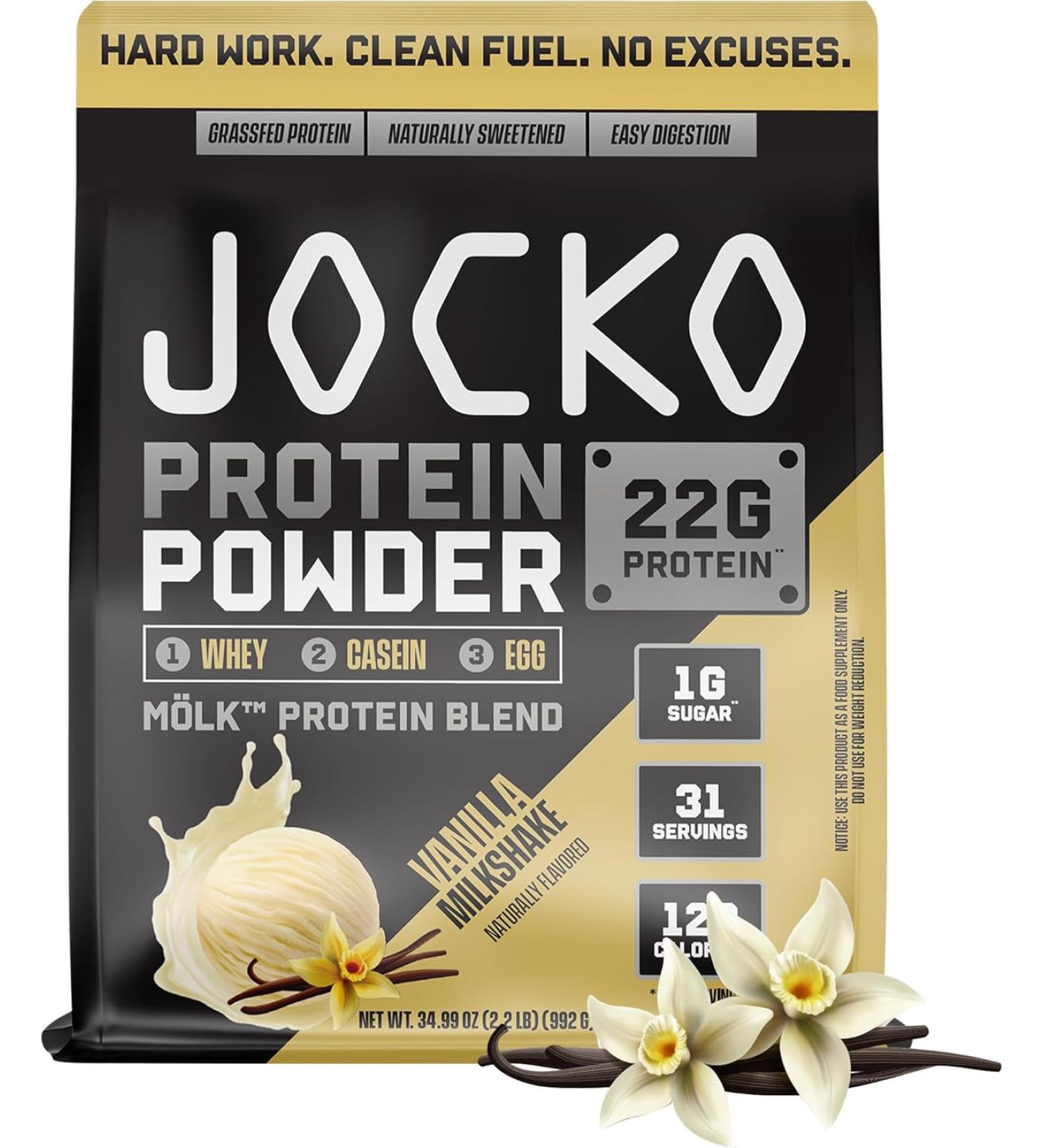 Jocko Mölk Whey Protein Powder 22 g Protein Sugar Free Monk Fruit Blend Muscle Recovery & Growth 31 Servings - Vanilla Milkshake - 34.99 Oz - Buy Online on GoSupps.com