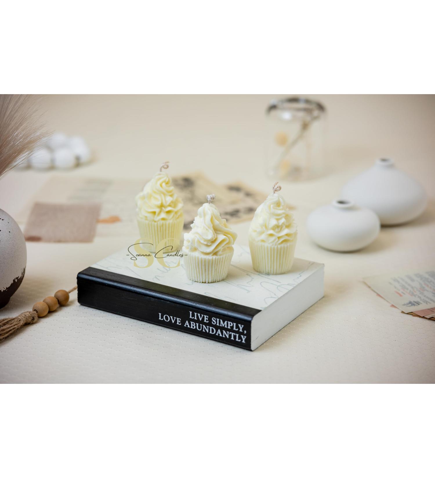 Set of 2 Cupcake Candles - Natural Soy Wax Handmade Birthday Cake Gift for Women (Brown - Buy Online on GoSupps.com