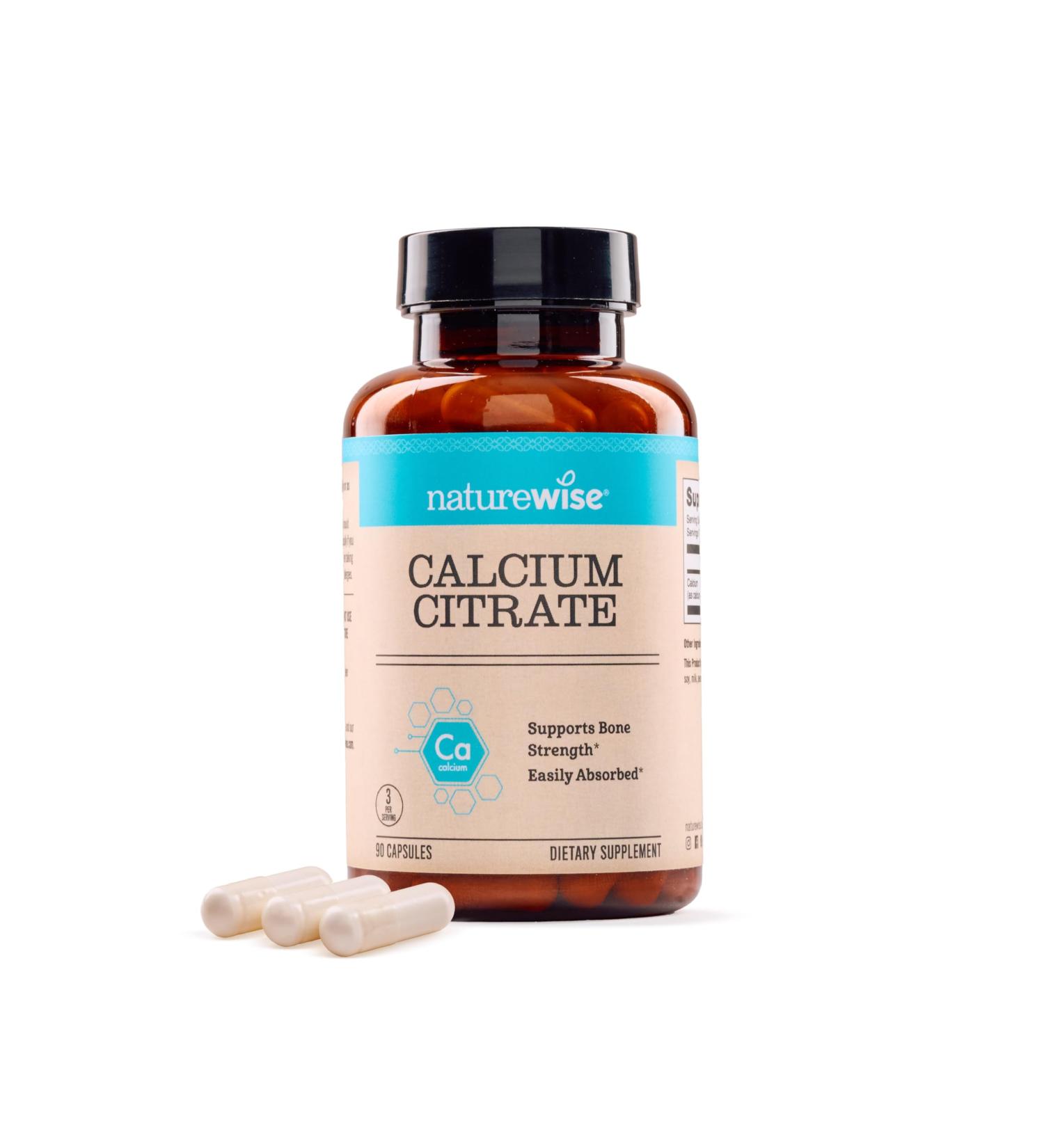 NatureWise Calcium Citrate 500mg Capsules - Supplement for Bone Health - Easy to Digest & Absorb - Vegan Non-GMO Gluten-Free - 90 Count 30-Day Supply  - Buy Online on GoSupps.com