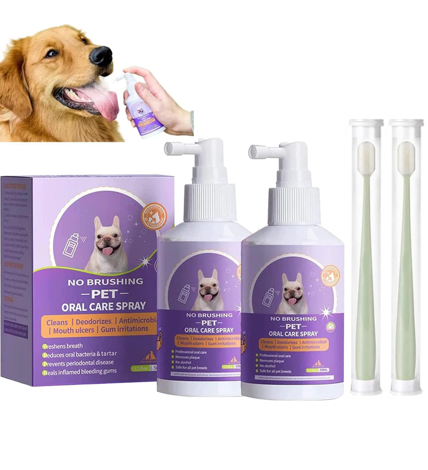 PetClean Teeth Cleaning Teeth Cleaning Spray for Dogs & Cat Pet Clean Teeth Spray Convenient No Brushing Pet Oral Spray Clean Teeth (2PCS) - Buy Online on GoSupps.com
