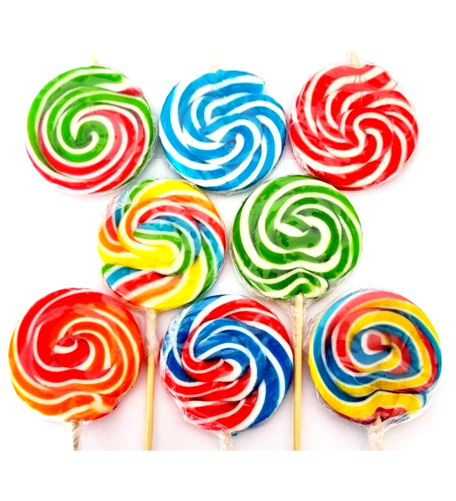 Lollipops 25 x 30g Rainbow Swirly Round Lollies. Kids Party Bags Sweets. Halal Vegan. Cake Toppers & Party Favours. Great Value. Assorted Colours. - Buy Online on GoSupps.com