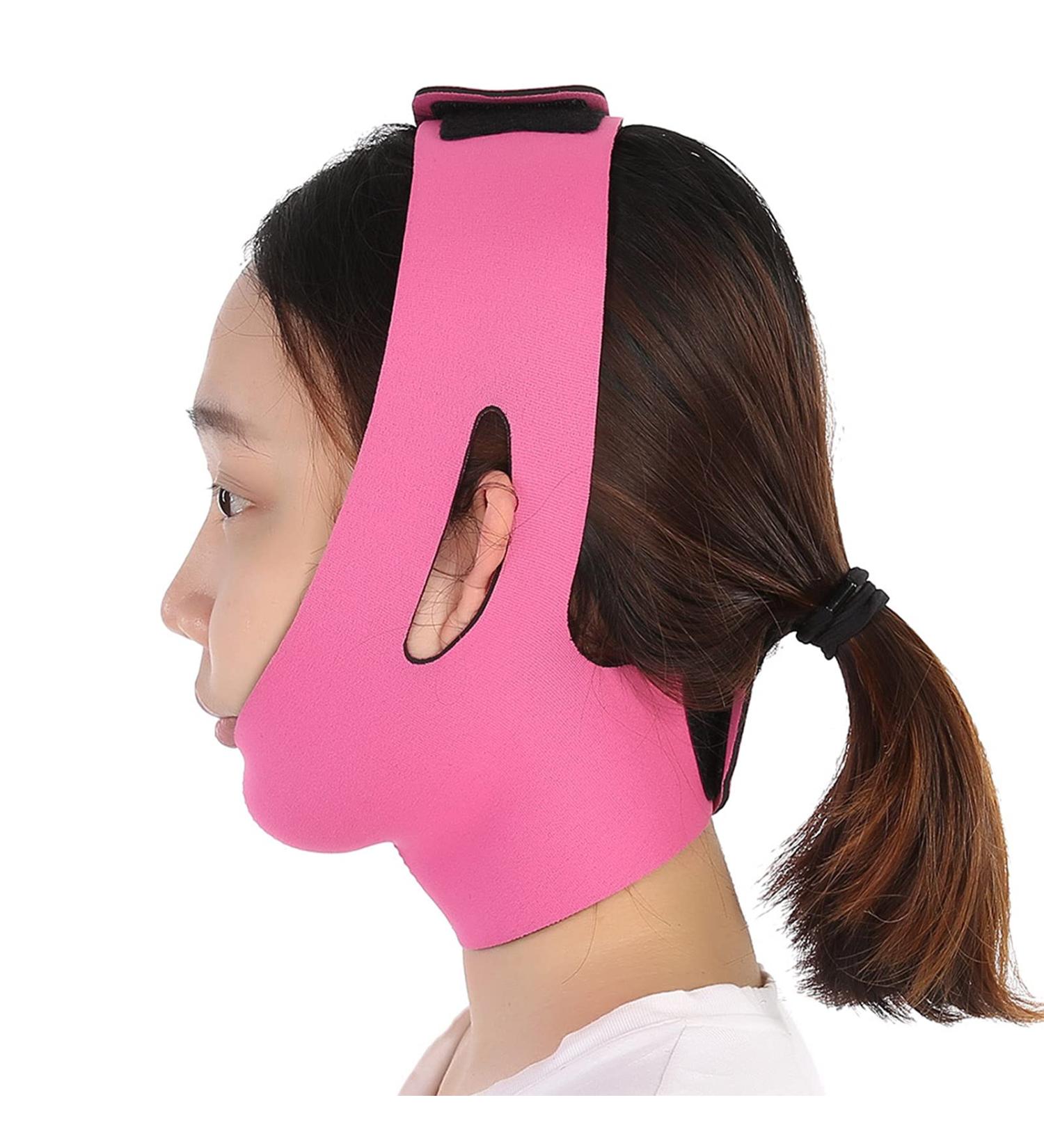 Post Surgery Neck & Chin Compression Wrap | Face Slimming Bandage Belt for Double Chin & Face Lift (Rose Red - Buy Online on GoSupps.com